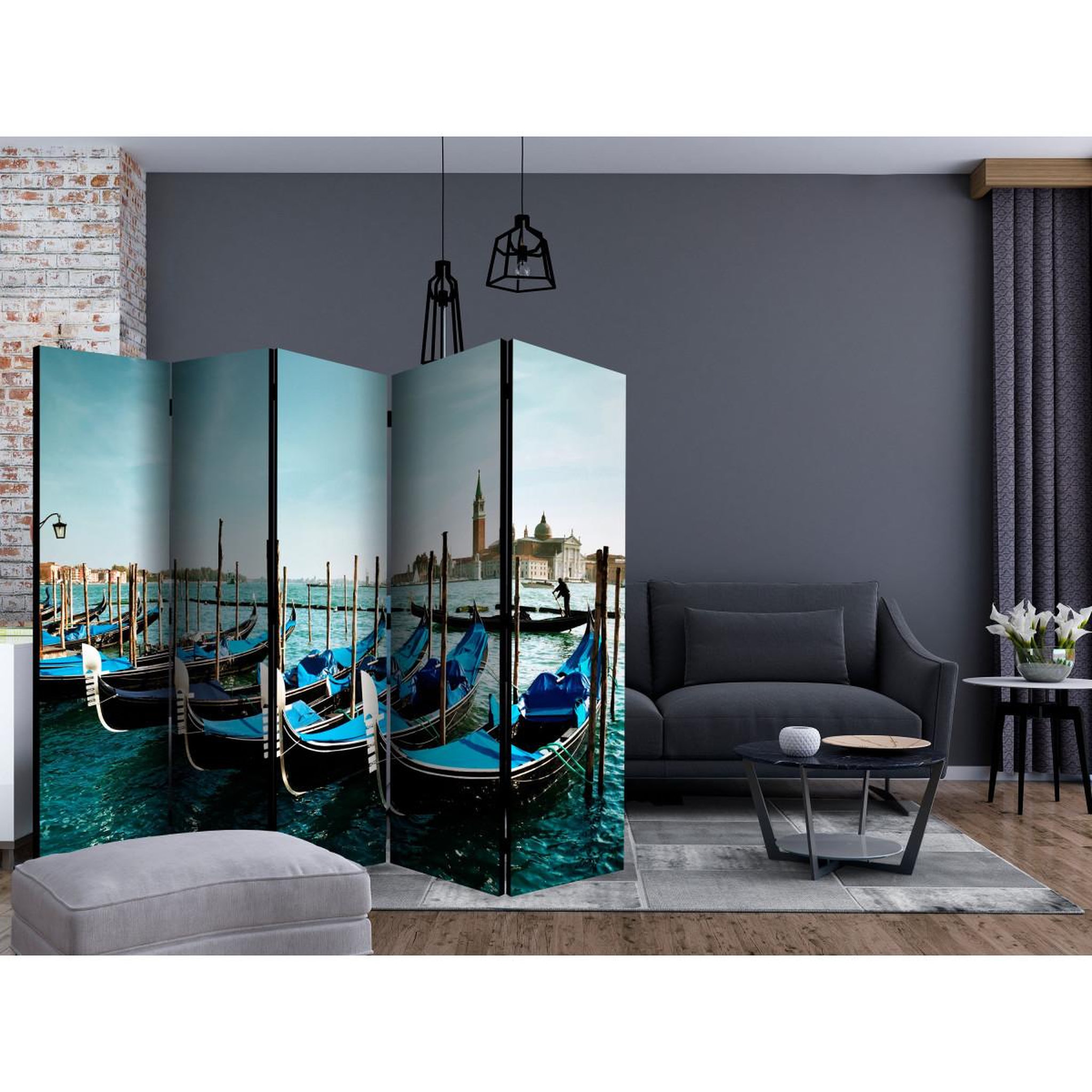 Voir la diapositive 2 : Paris Prix Paravent 5 volets  gondolas on the grand canal, venice  172x225cm