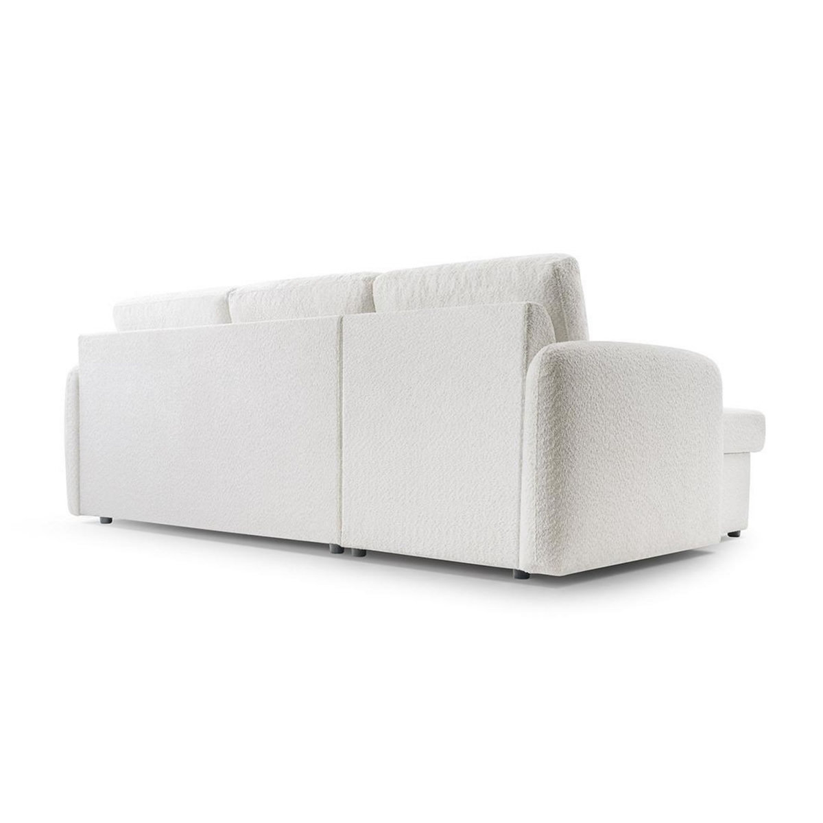 BEST MOBILIER Pocatello - canapé d'angle réversible 4 places - convertible avec coffre - en tissu bouclette