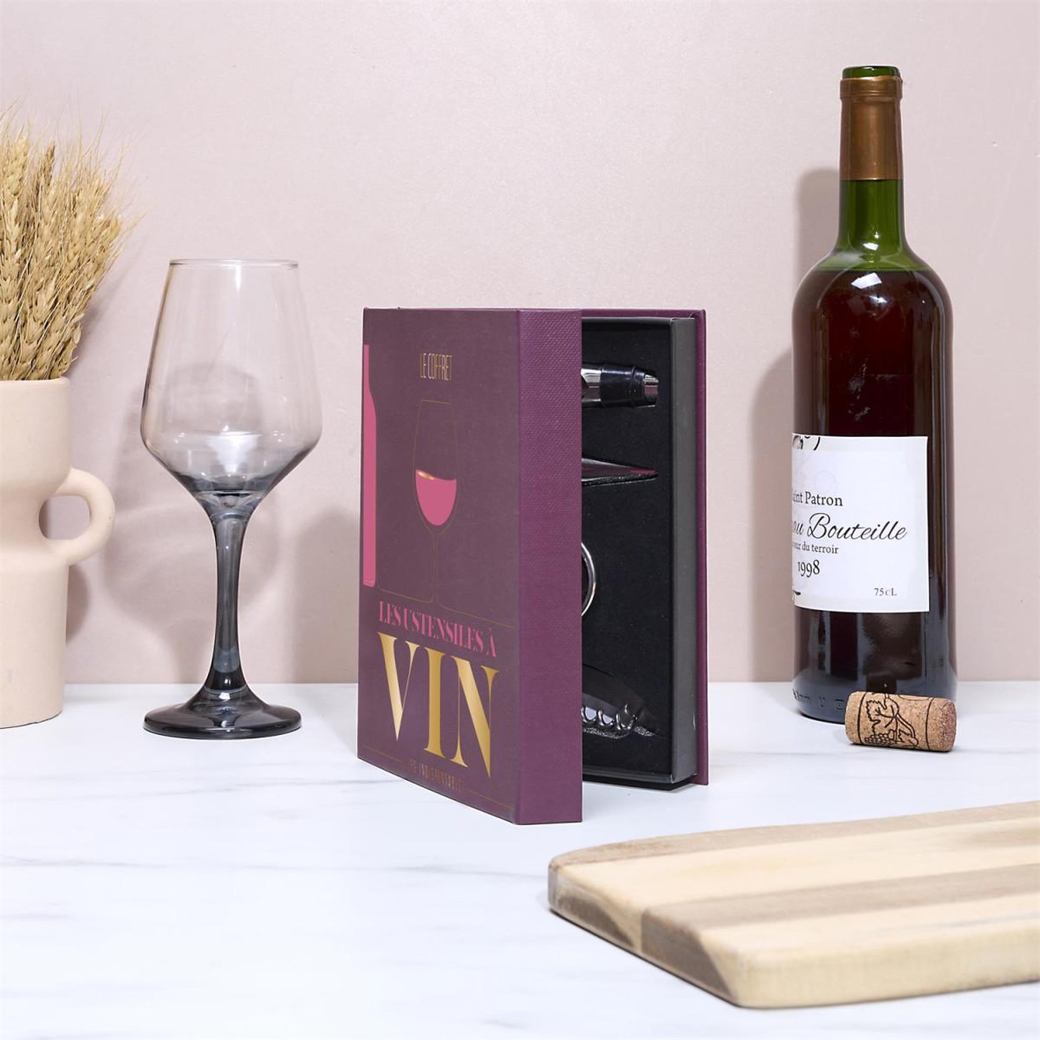 Voir la diapositive 4 : COOK CONCEPT Coffret vin 5 pièces  livre  18cm violet