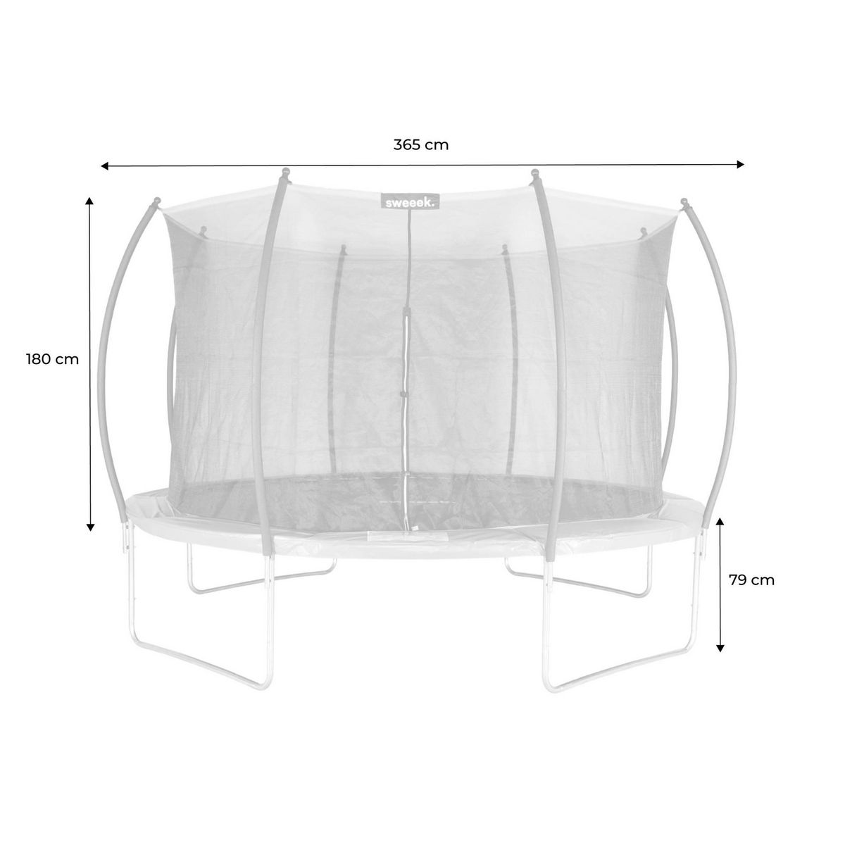 SWEEEK Trampoline rond Ø 370cm gris avec filet de protection intérieur - Saturne Inner – Nouveau modèle - trampoline de jardin 3.7m 370 cm |Design| Qualité PRO. | Normes EU.