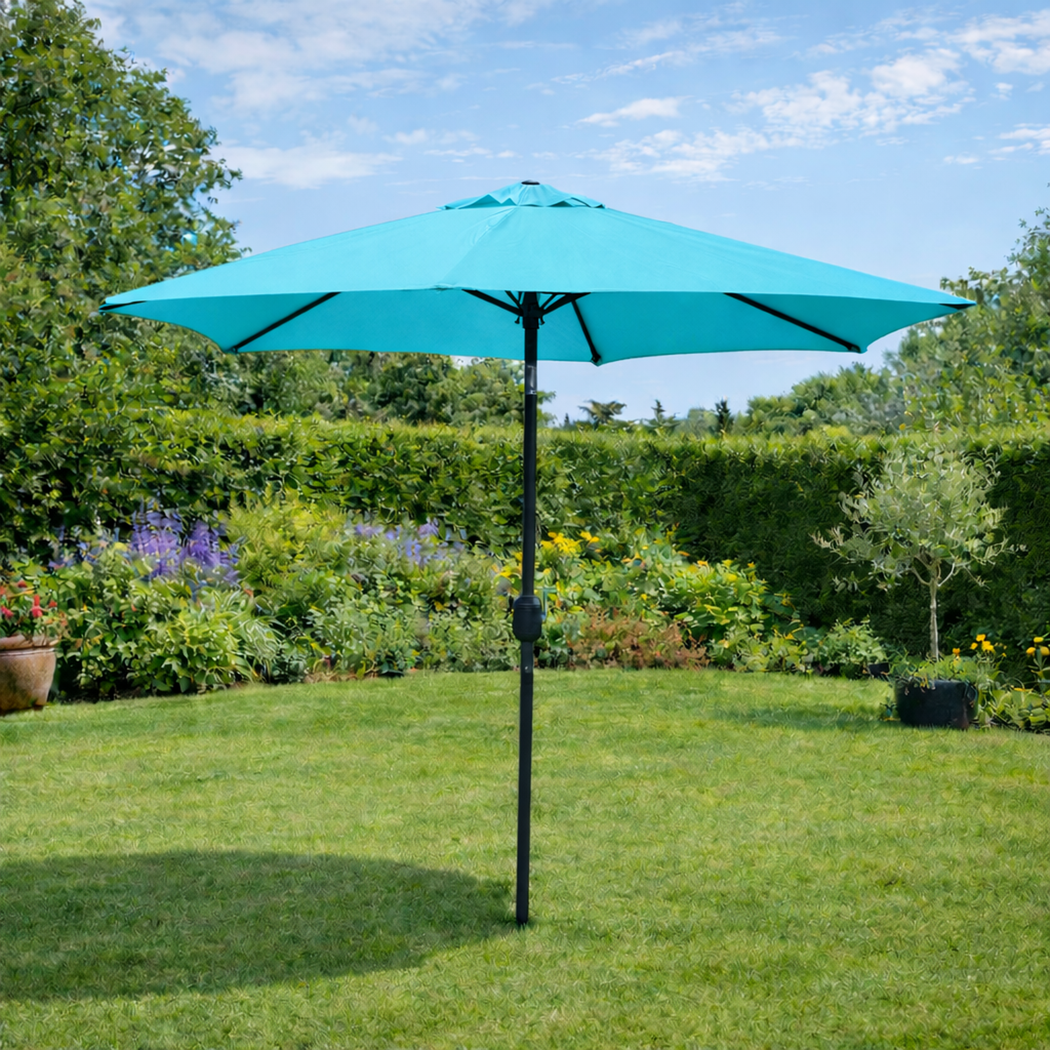 Voir la diapositive 2 : CONCEPT USINE Parasol  bleu  rond 25 x 25 m COME