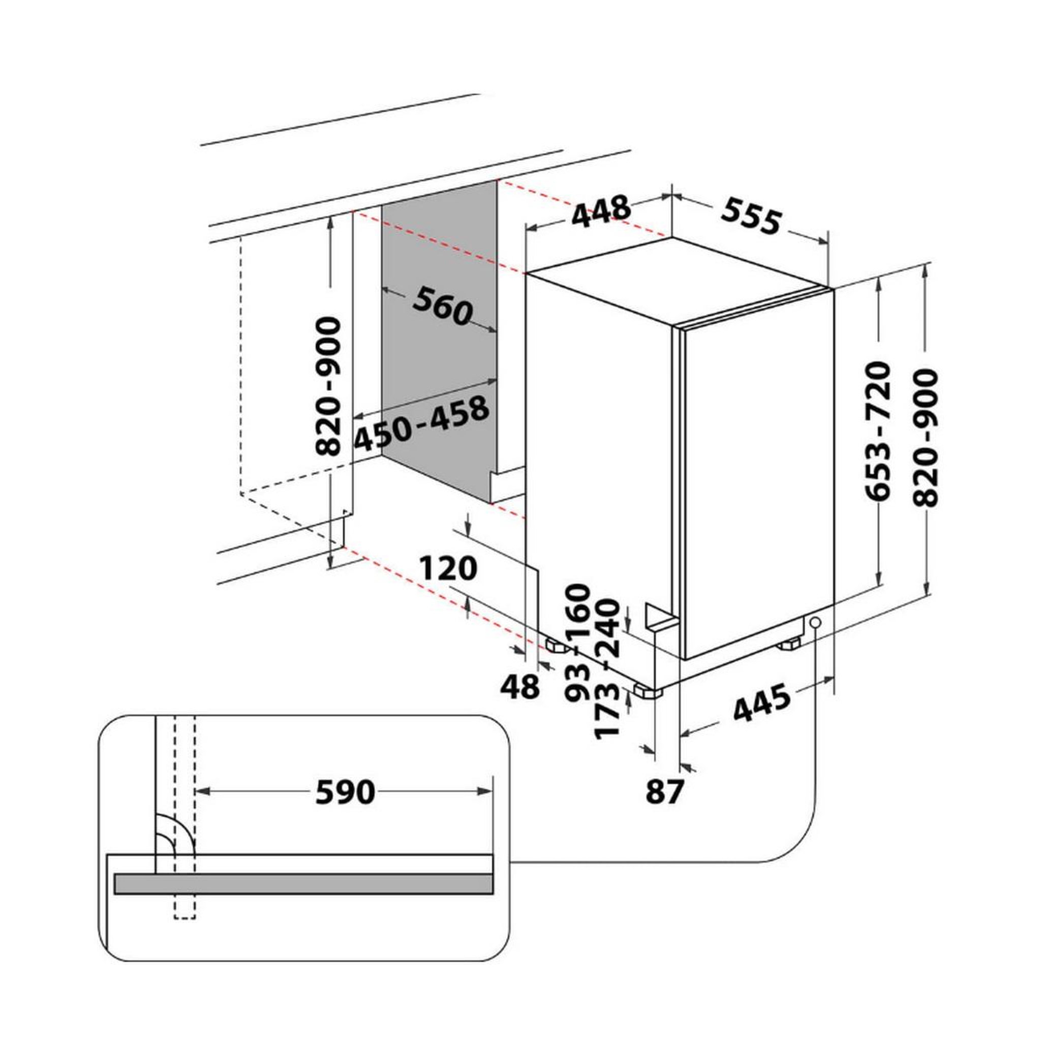 Voir la diapositive 5 : Indesit Lave-vaisselle 44.8cm 10 couverts 47db - in2ike107