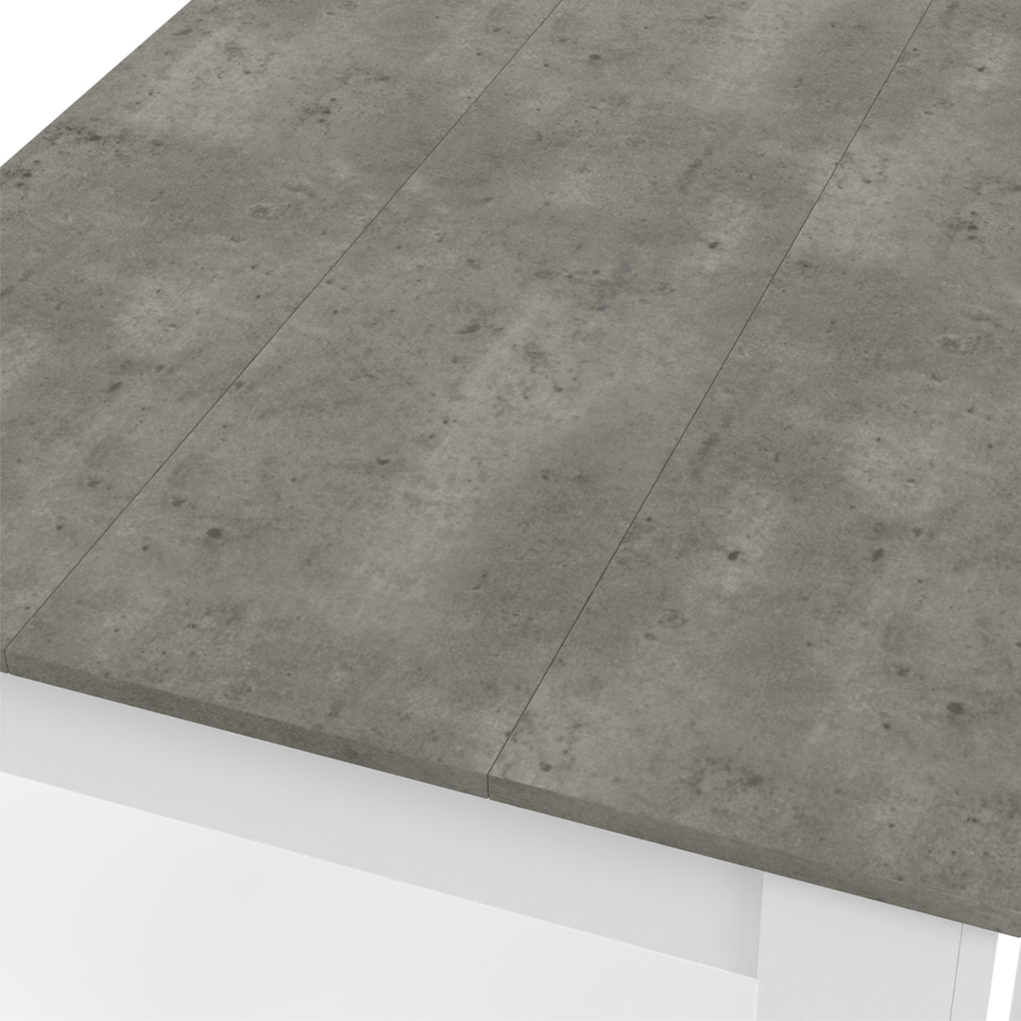 Voir la diapositive 5 : ID MARKET Table à manger rectangle rozy 4 personnes blanc plateau effet béton 110 cm