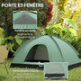 Voir la diapositive 4 : OUTSUNNY Tente de camping 2 personnes dim. 206L x 152l x 110H cm - portes zippée, poche rangement sac de transport inclus - fibre verre polyester Oxford vert
