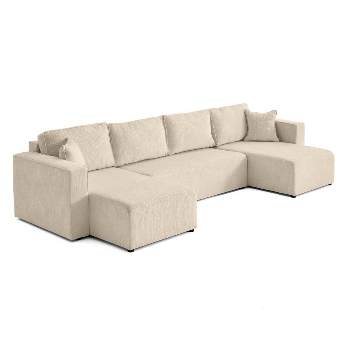 BEST MOBILIER Topaze - canapé panoramique en u - 7 places - convertible avec coffre - en tissu velours relief