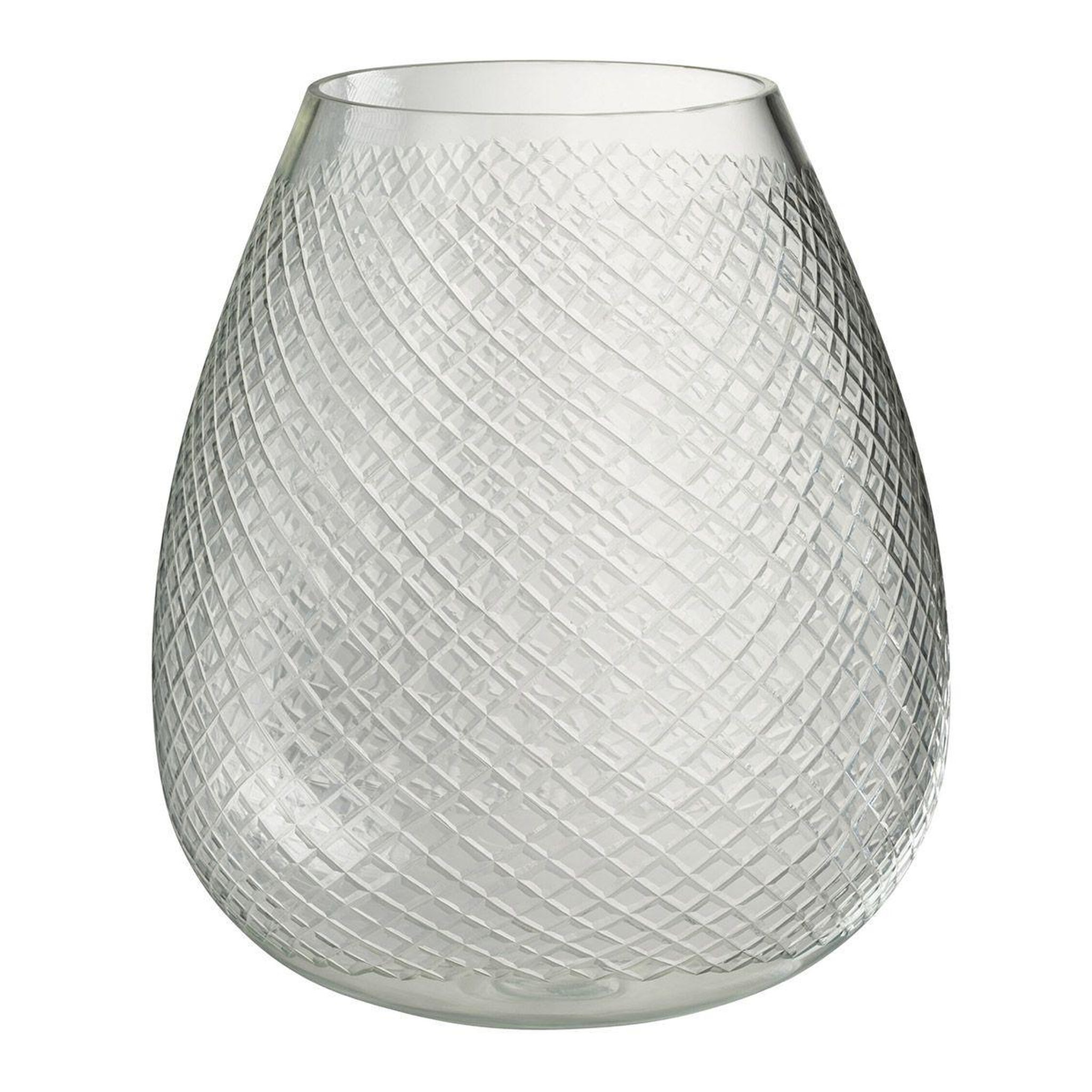 J-LINE Vase design en verre  carreaux  31cm transparent