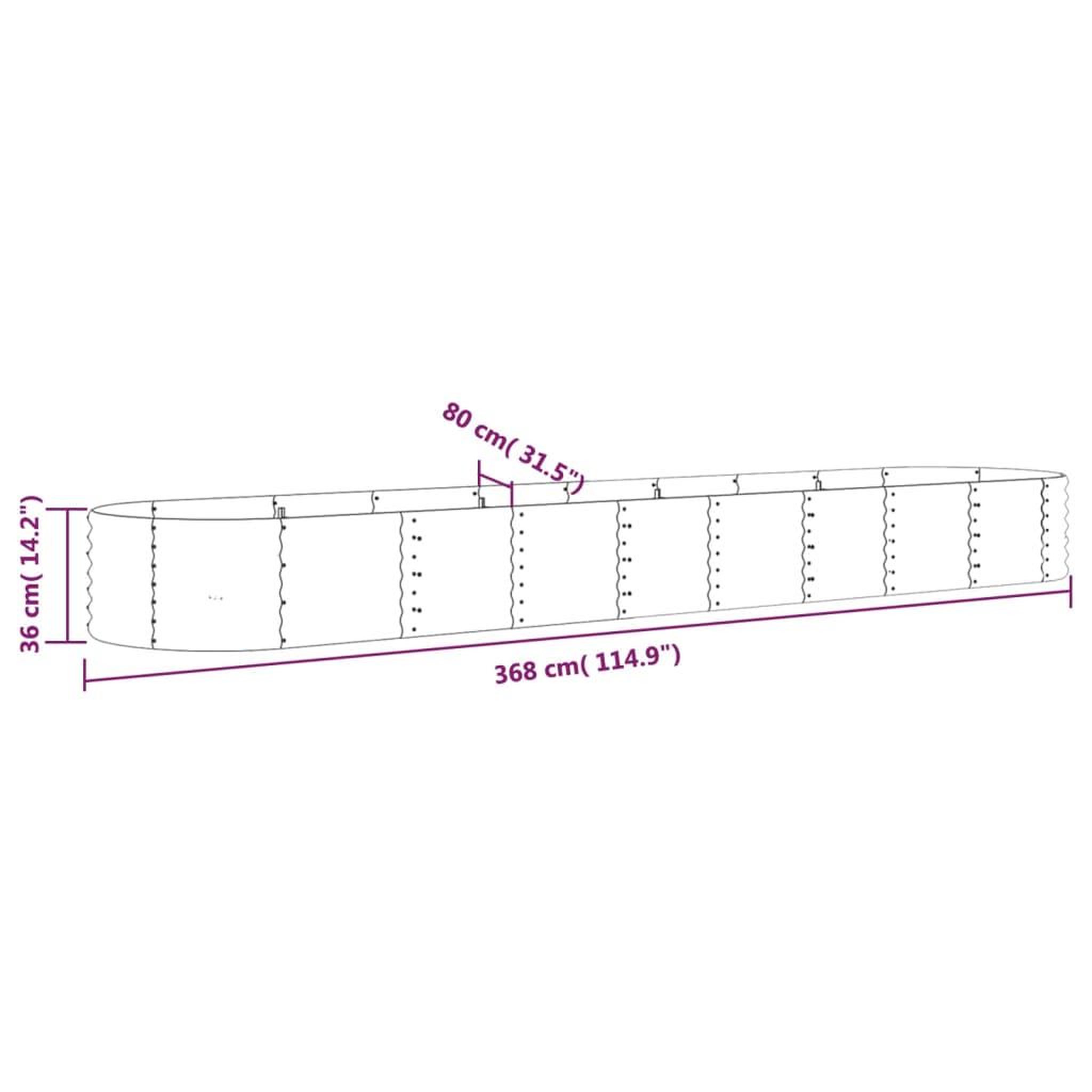 Voir la diapositive 6 : VIDAXL Lit sureleve de jardin Acier enduit de poudre 368x80x36 cm Vert