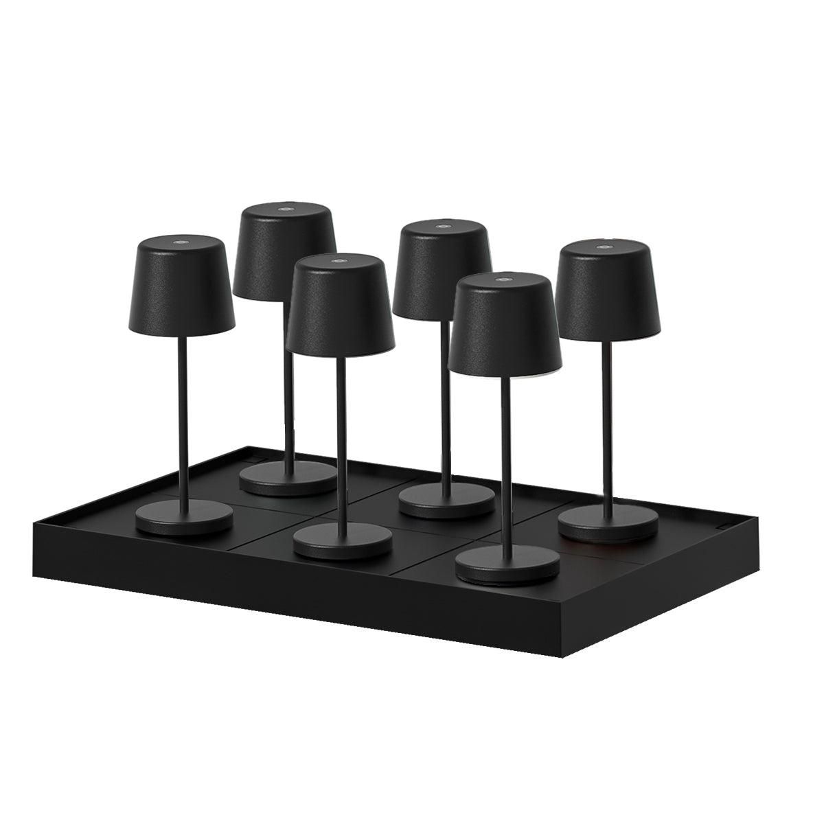 Lumisky 6 mini lampes avec plateau de chargement KELLY MINI Noir Aluminium H22cm