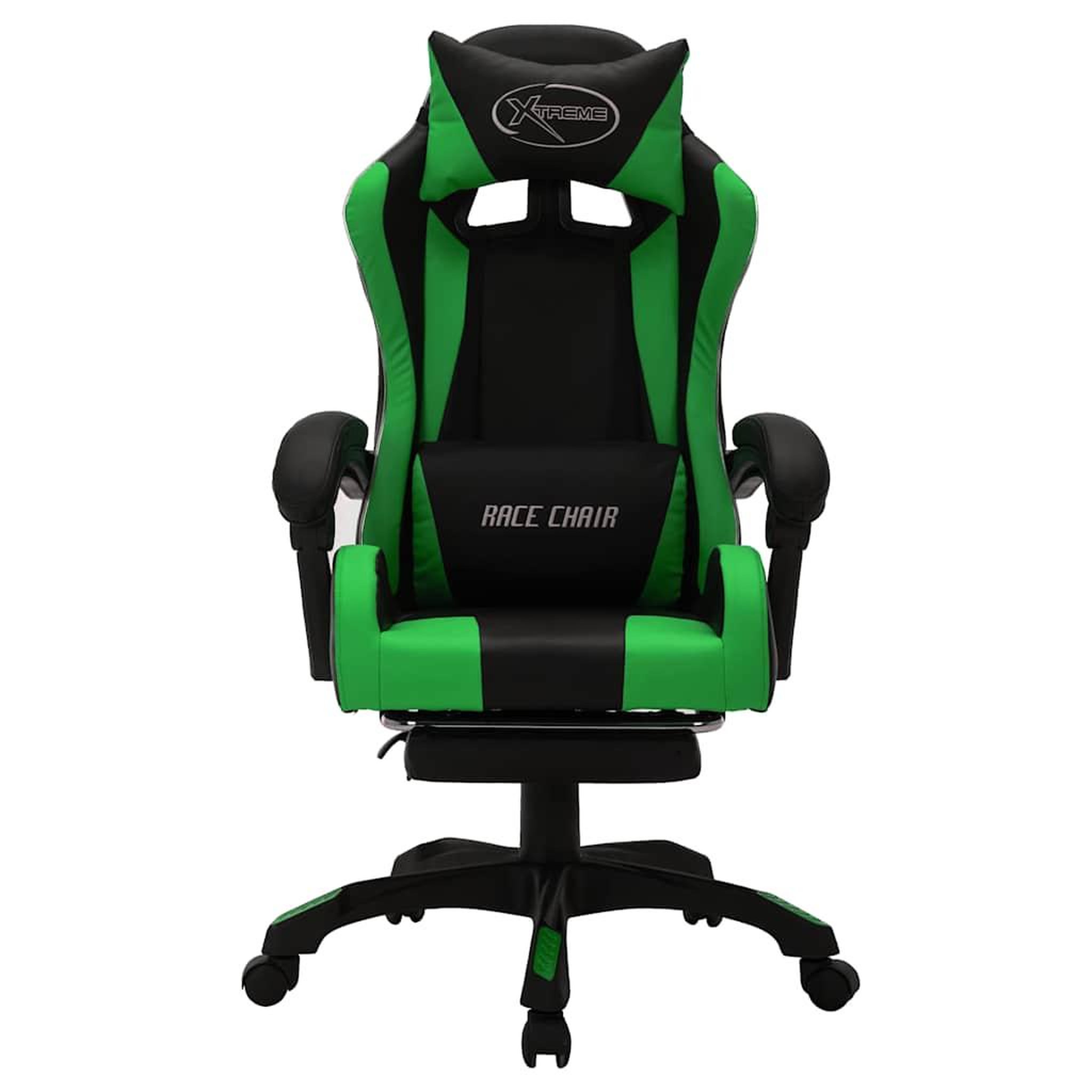 Voir la diapositive 4 : VIDAXL Fauteuil de jeux video avec LED RVB Vert et noir Similicuir