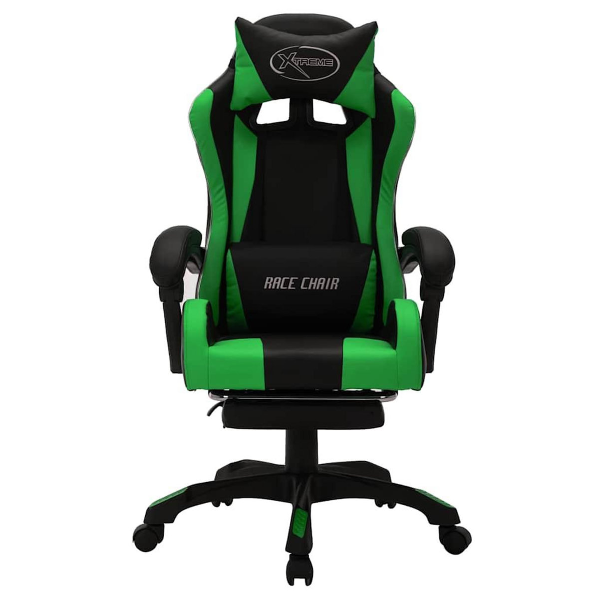 VIDAXL Fauteuil de jeux video avec LED RVB Vert et noir Similicuir