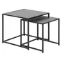 TOILINUX Duo de tables d'appoint encastrables en MDF et métal - Noir