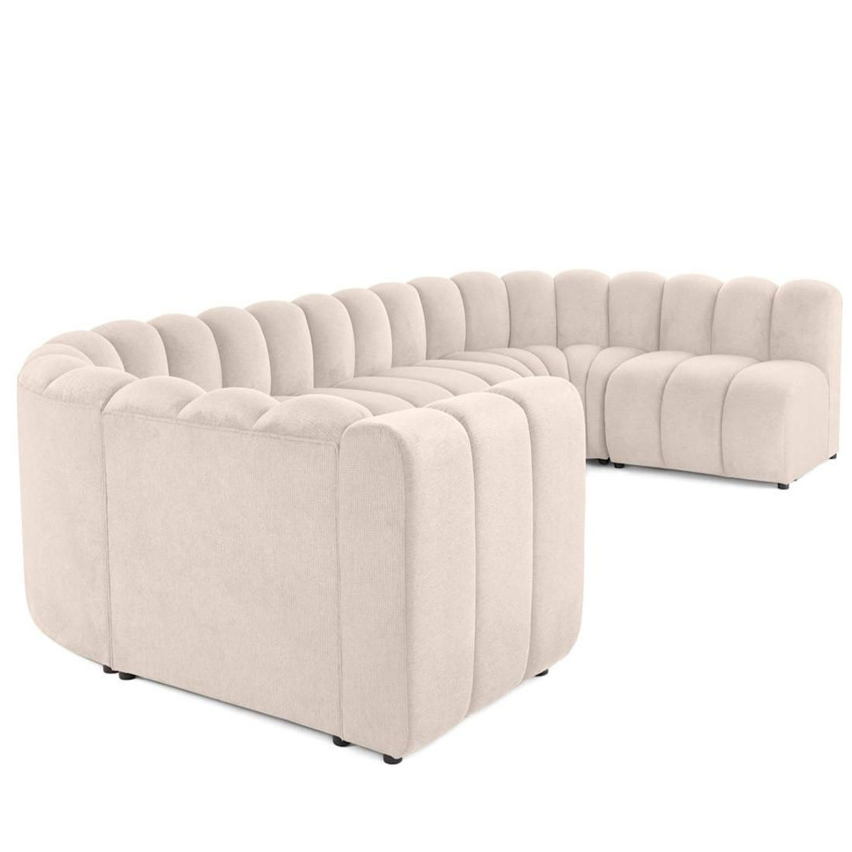 LISA DESIGN Debbie - canapé modulable panoramique d'angle droit 7 places en tissu texturé
