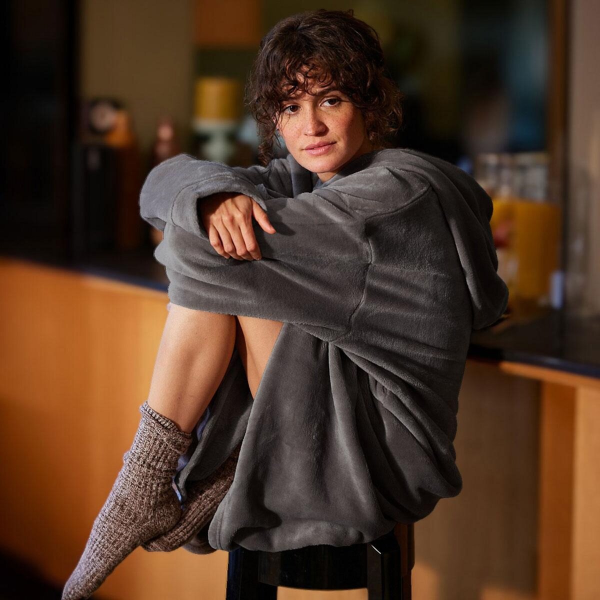 DODO Plaidou polaire extra cocooning coloris anthracite