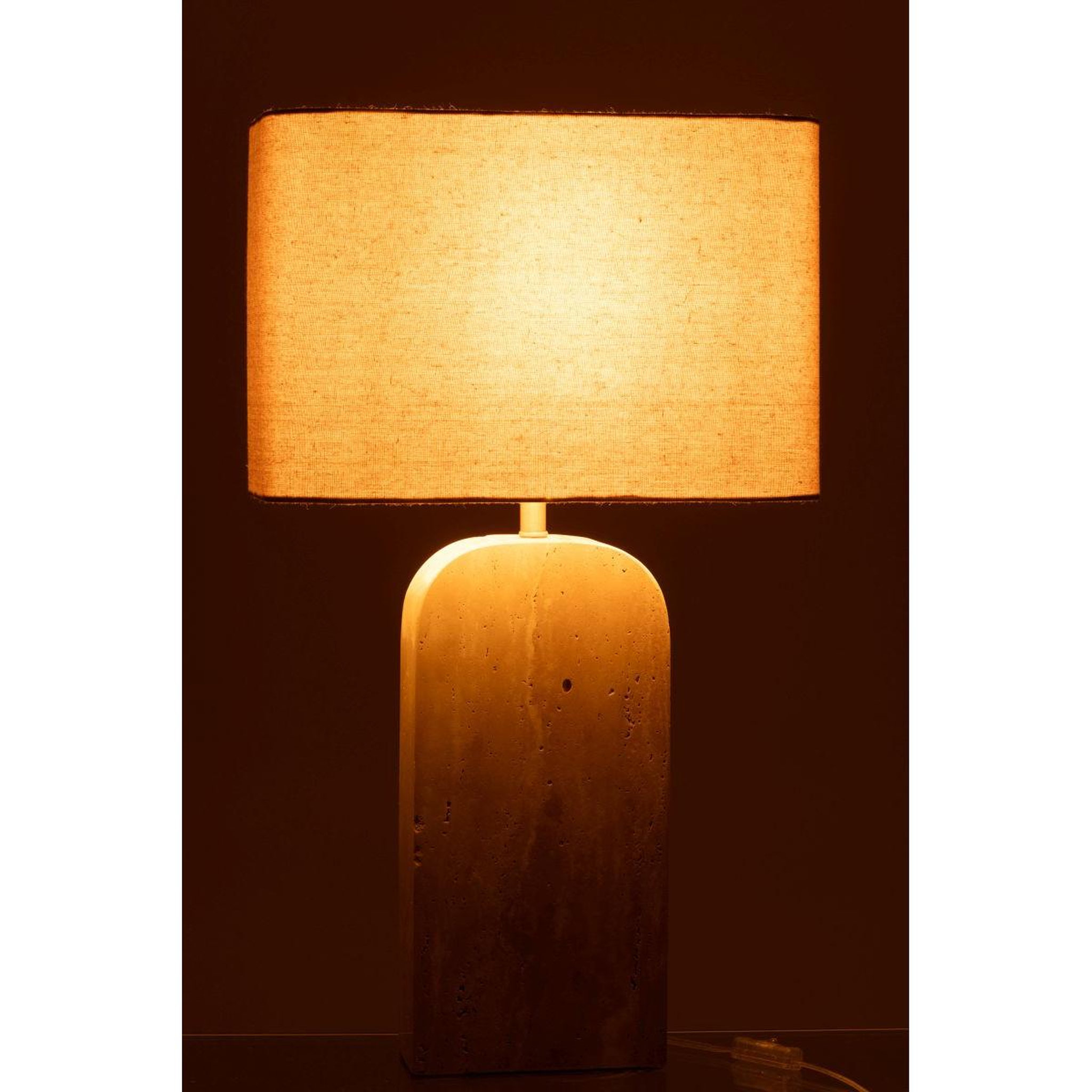 Voir la diapositive 3 : J-LINE Lampe à poser en pierre  travertin  71cm beige