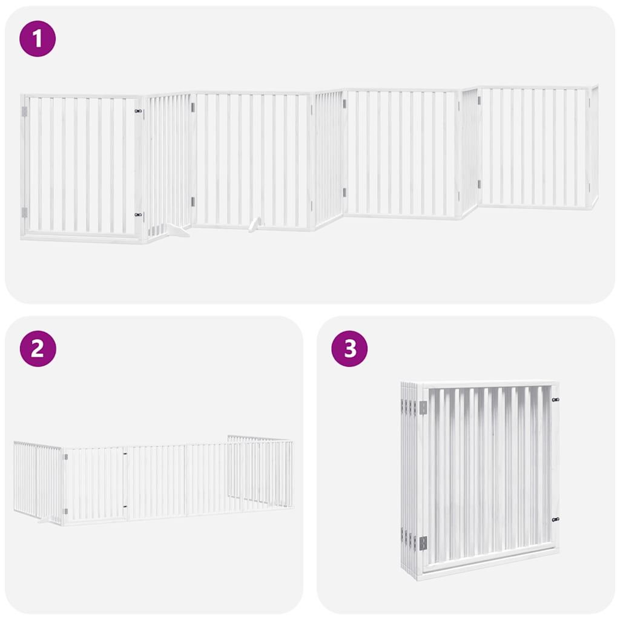 Voir la diapositive 5 : VIDAXL Barriere pour chien porte pliable 8panneaux blanc bois peuplier
