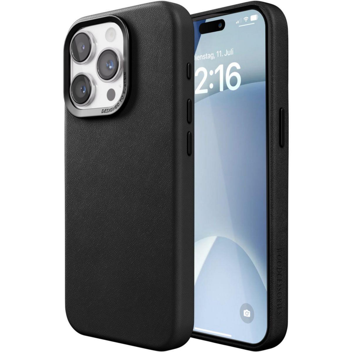 WOODCESSORIES Coque iPhone 15 Pro Cuir noir