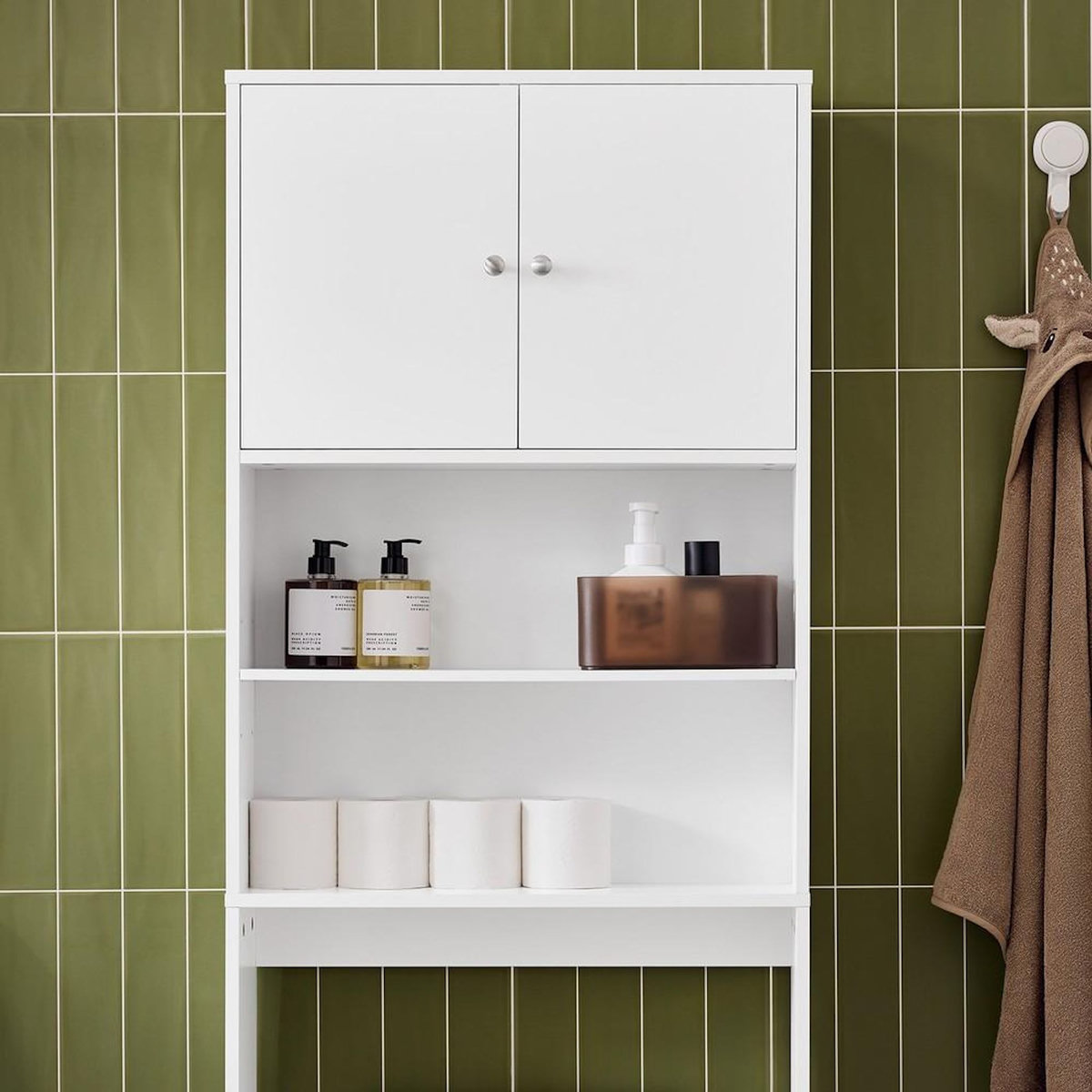 SOBUY SoBuy - Colonne De Salle De Bain à deux portes - Blanc - 65x20x182cm - Minimaliste - BZR165-W