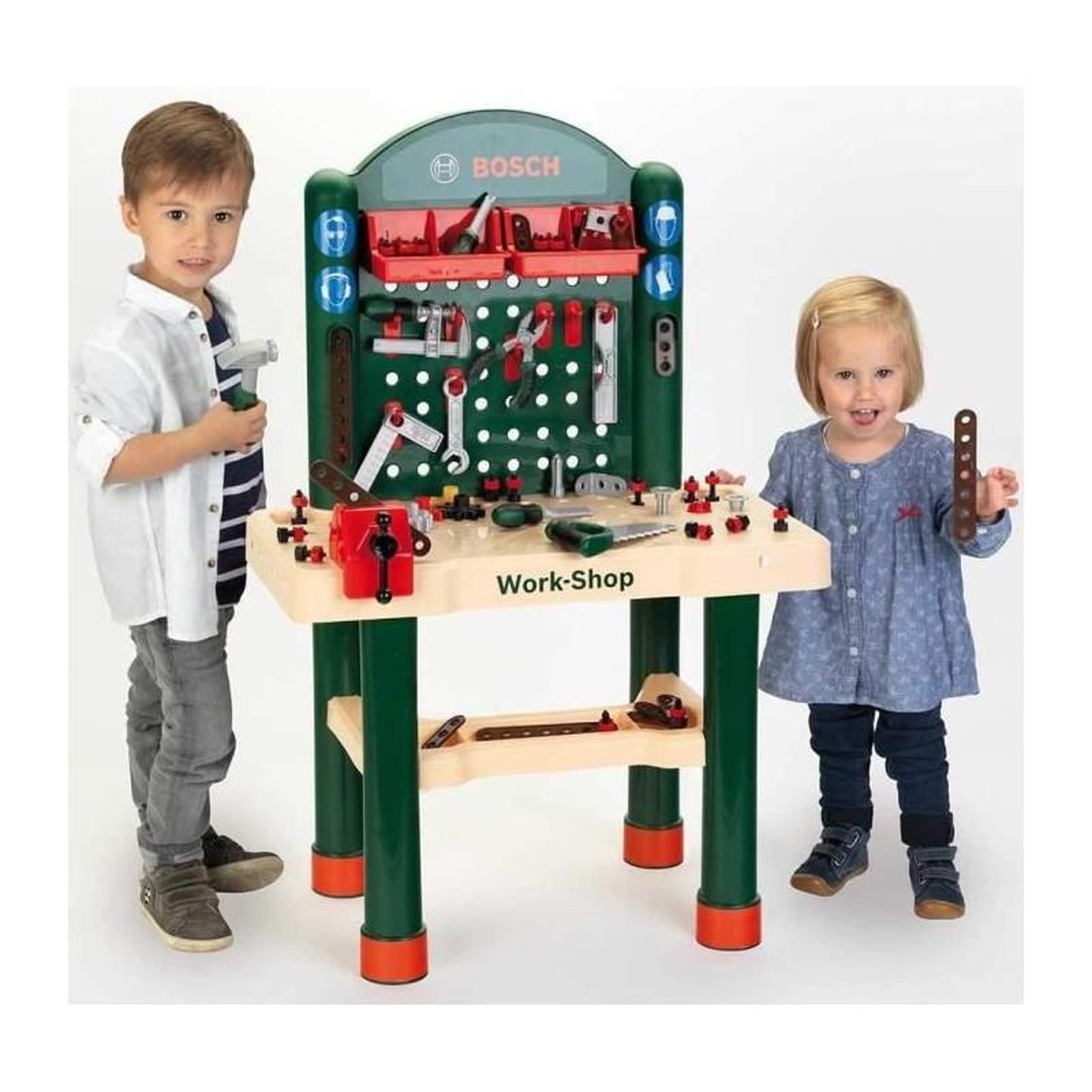 Voir la diapositive 2 : Klein BOSCH - Etabli Work-Shop Enfant - 82 Accessoires