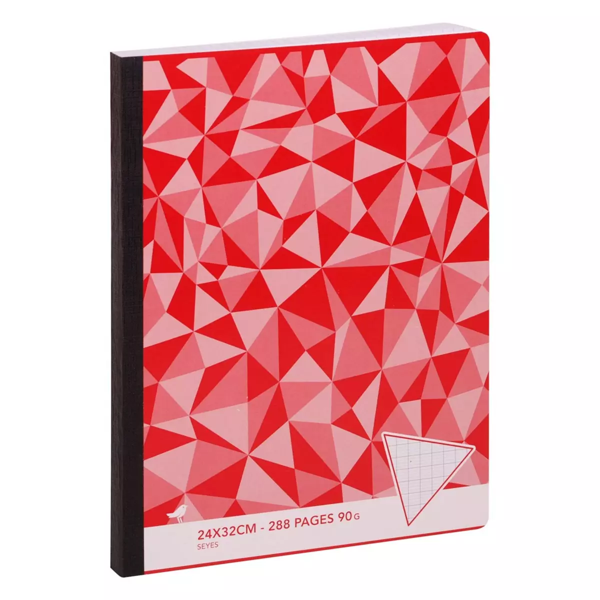 AUCHAN  Cahier brochure 24x32cm 288 pages grands carreaux Seyes rouge motif triangles
