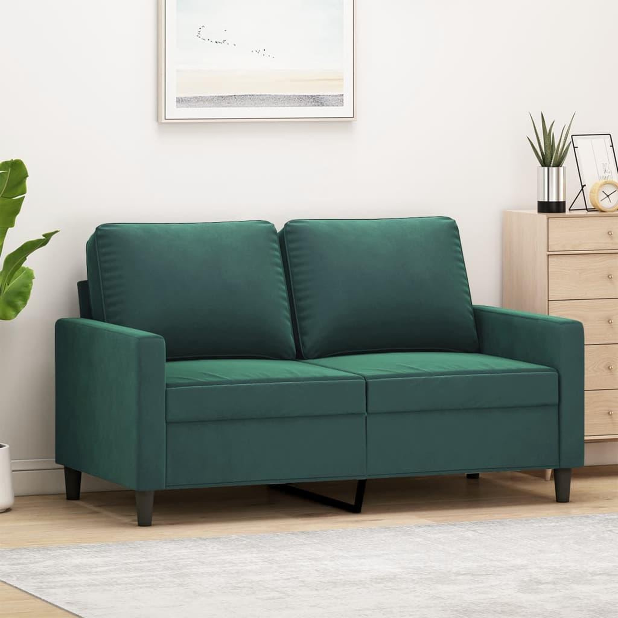 Voir la diapositive 1 : VIDAXL Canape a 2 places Vert fonce 120 cm Velours