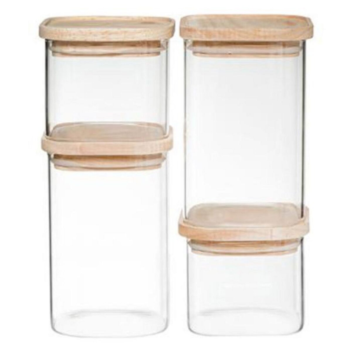 FIVE Lot de 4 Bocaux  Empilables  15cm Transparent