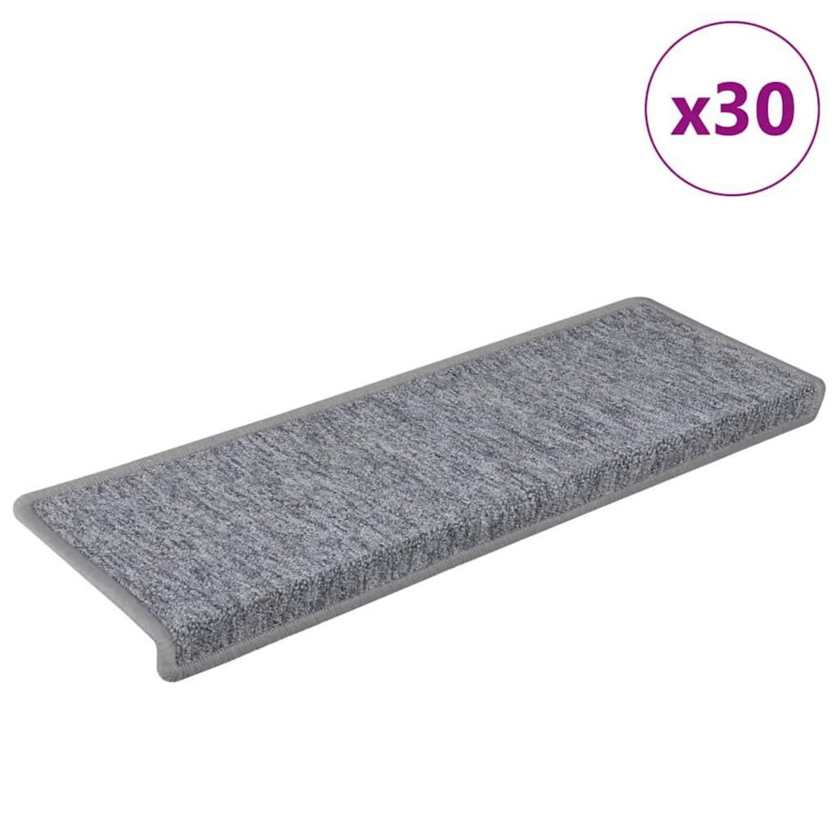 VIDAXL Tapis d'escalier 30 pcs 65x21x4 cm blanc et gris