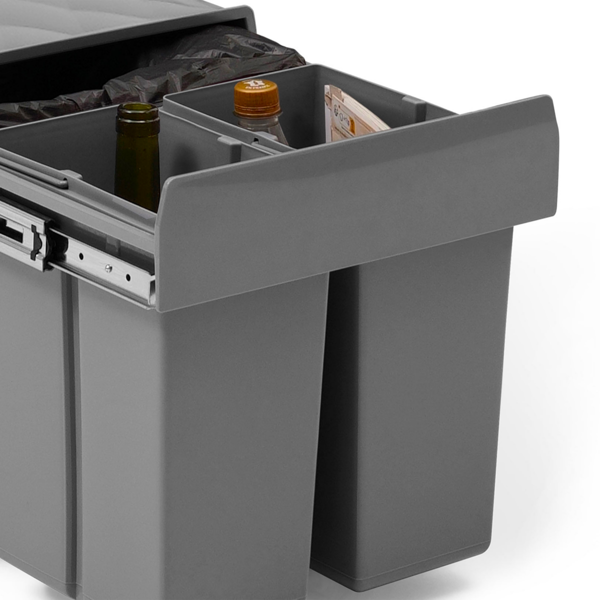 ID MARKET Poubelle de tri sélectif encastrable 3 compartiments amovibles 1x15L et 2x8L