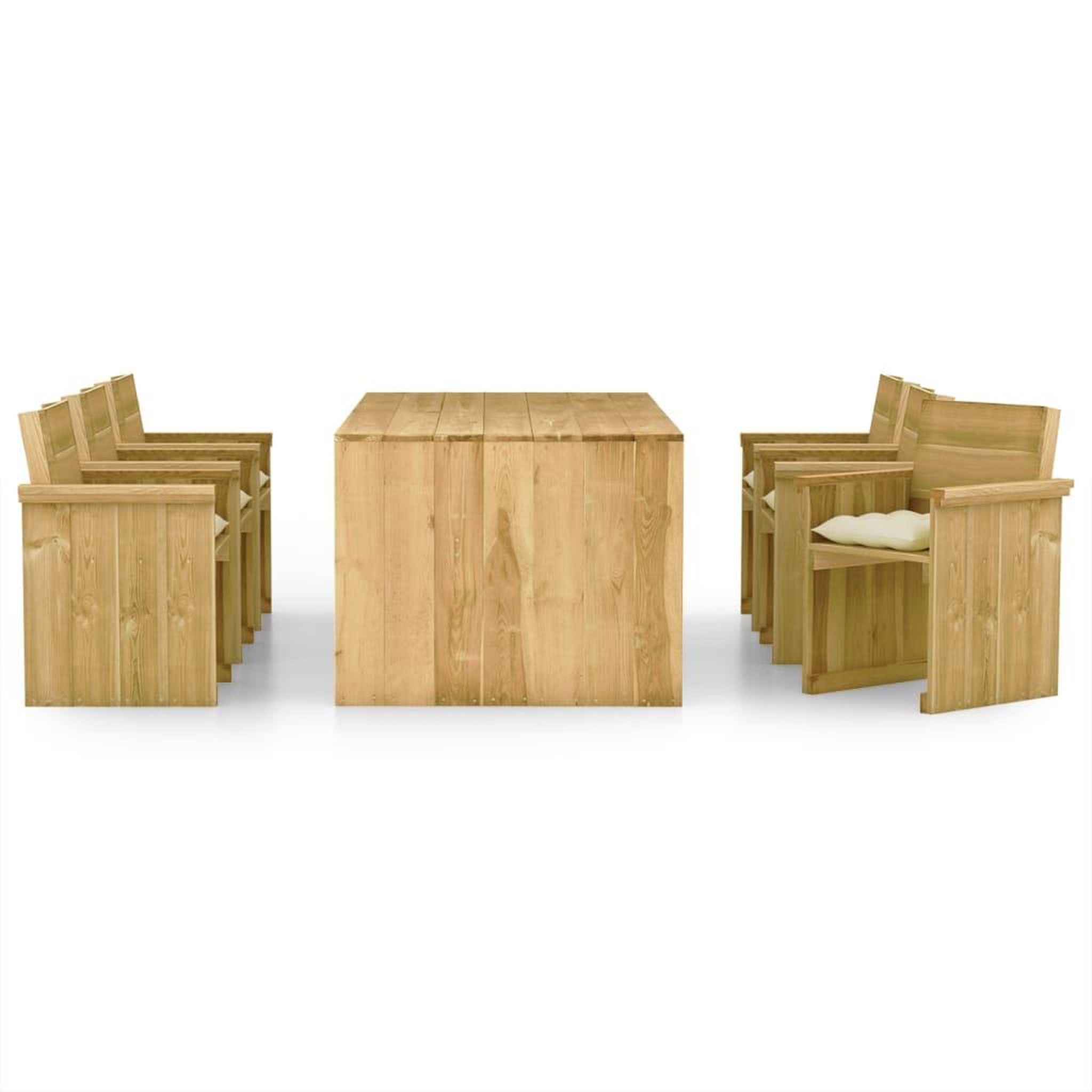 Voir la diapositive 2 : VIDAXL Ensemble a manger de jardin 7 pcs avec coussins pin impregne