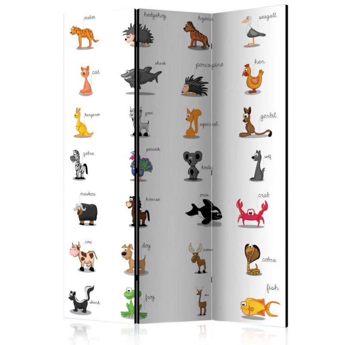 Paris Prix Paravent 3 Volets  Learning By Playing Animals  135x172cm