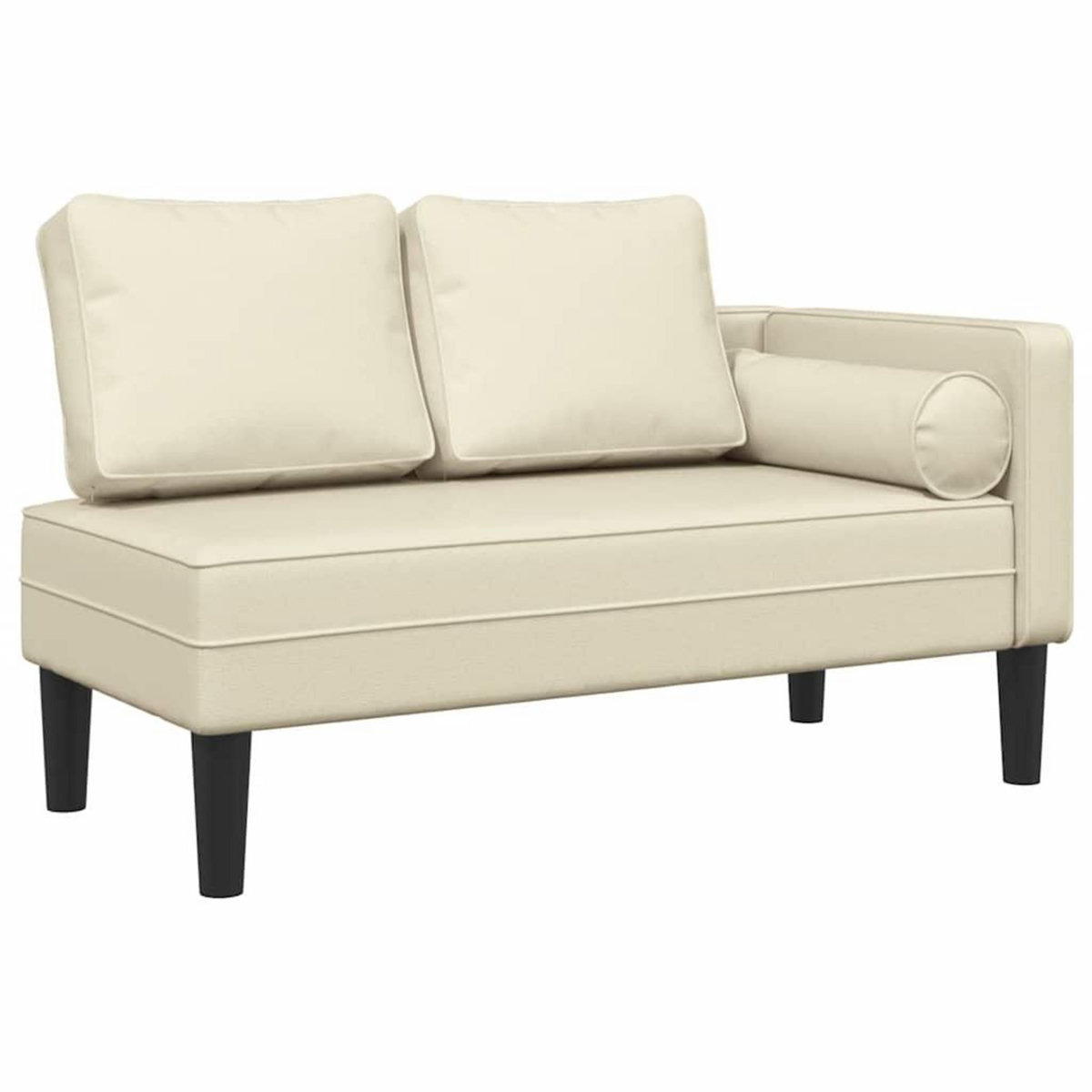 VIDAXL Chaise longue avec coussins creme similicuir