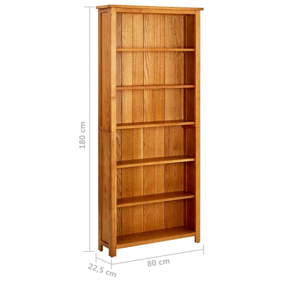VIDAXL Bibliotheque a 6 etageres 80x22,5x180 cm Bois de chene massif