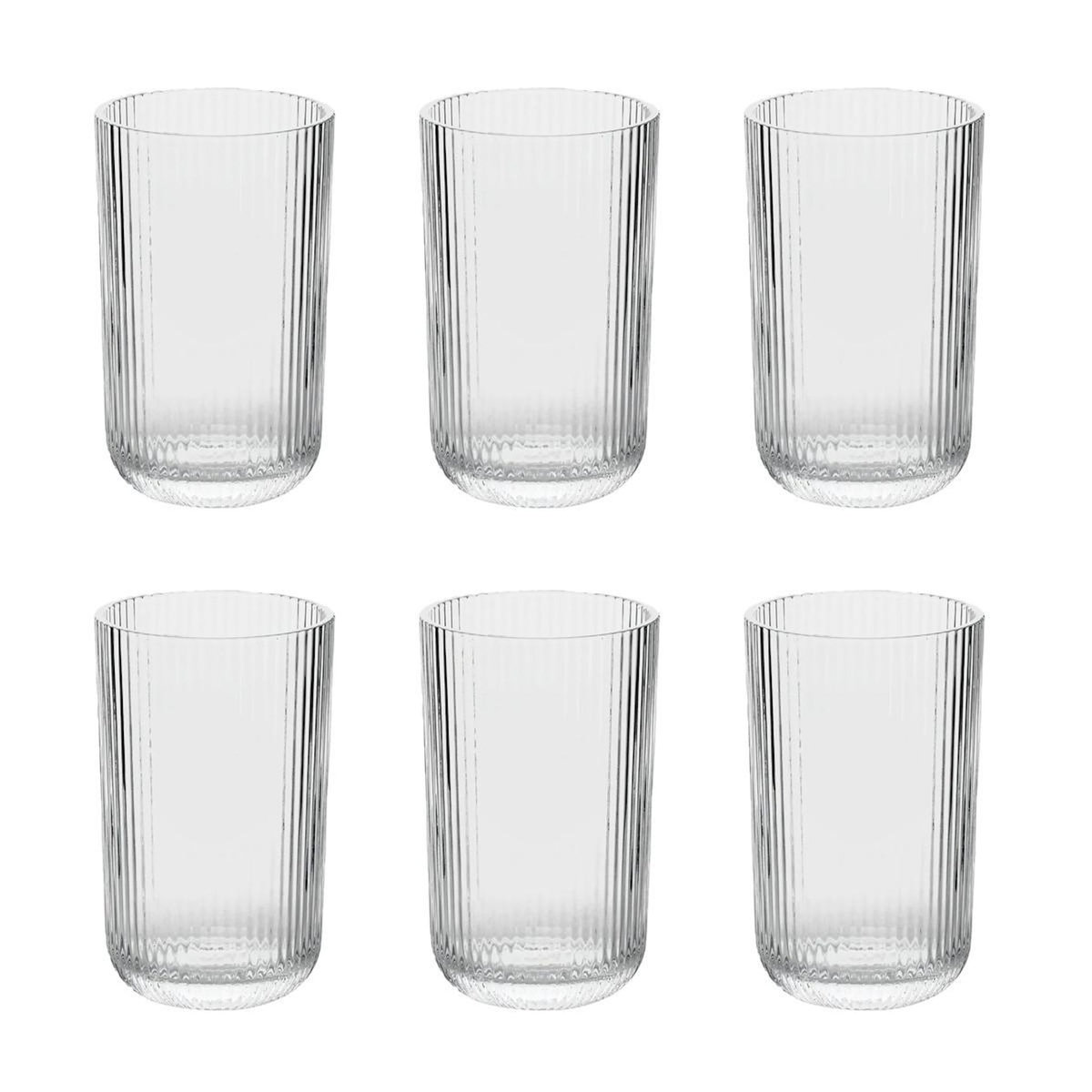 SECRET DE GOURMET Lot de 6 Gobelets Hauts Strie  Ema  43cl Transparent