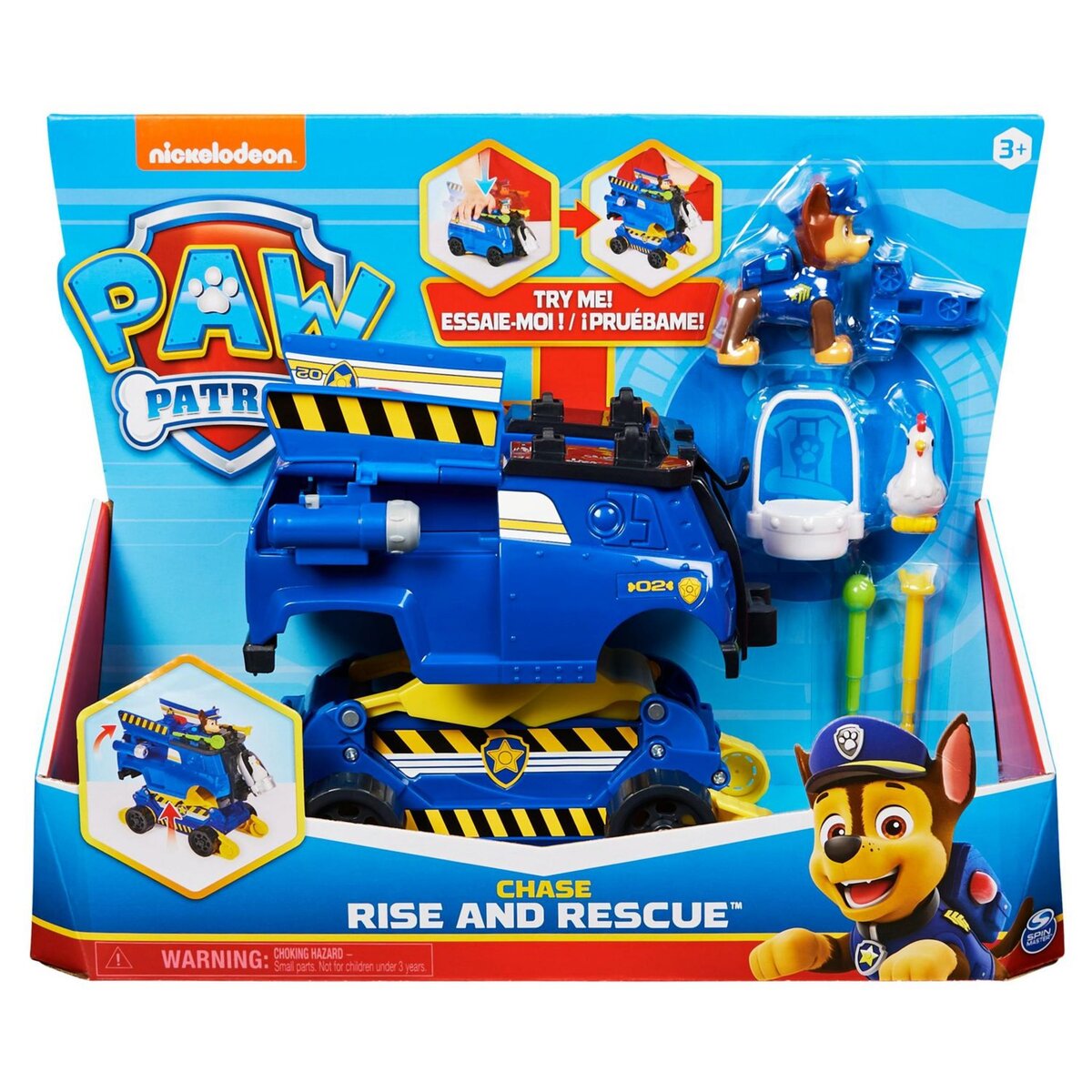 SPIN MASTER Véhicule + Figurine CHASE Rise & Rescue Pat Patrouille pas cher  