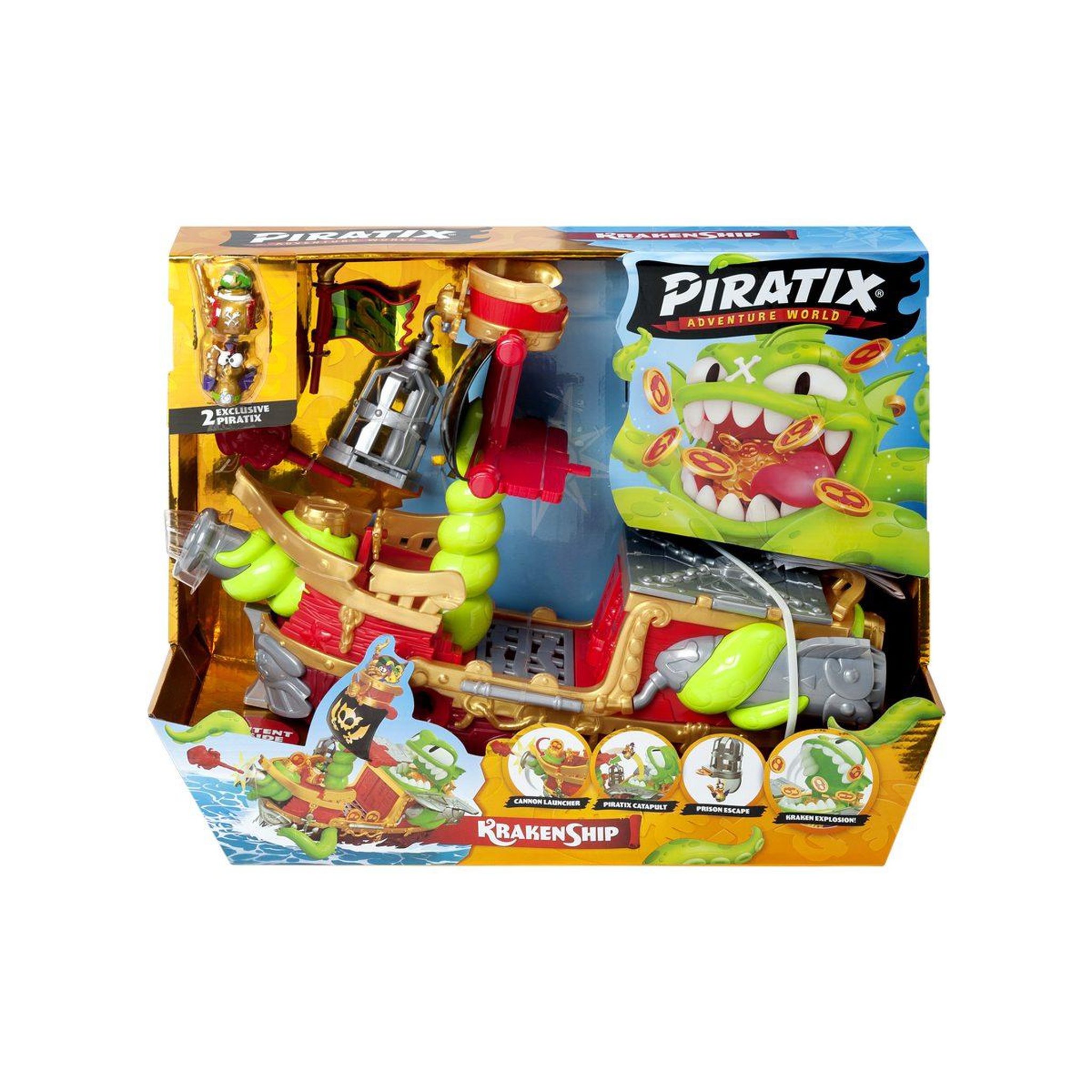 PIRATIX Jouet Playmobil Bateau Pirate Kraken coloré
