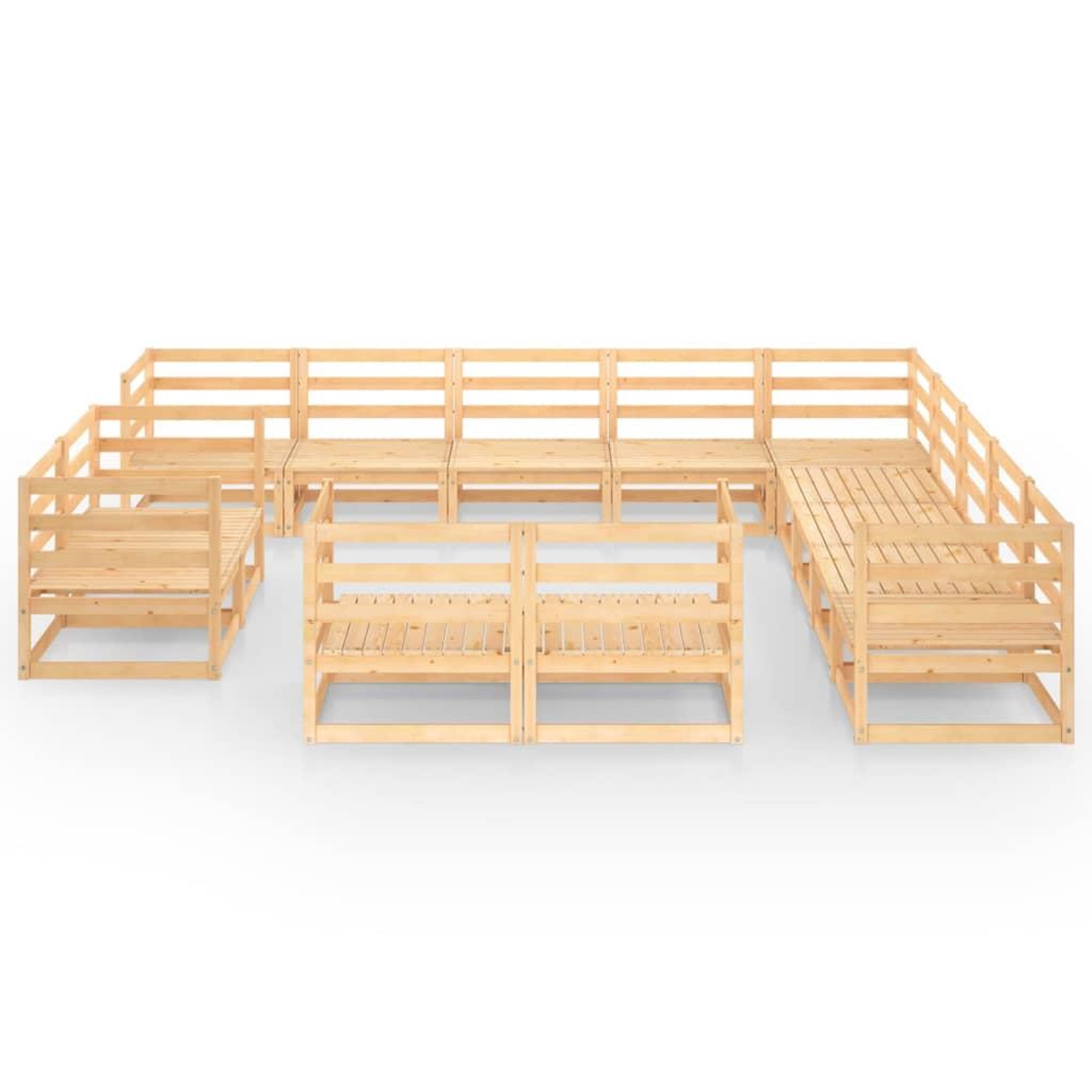 Voir la diapositive 3 : VIDAXL Salon de jardin 13 pcs bois de pin massif