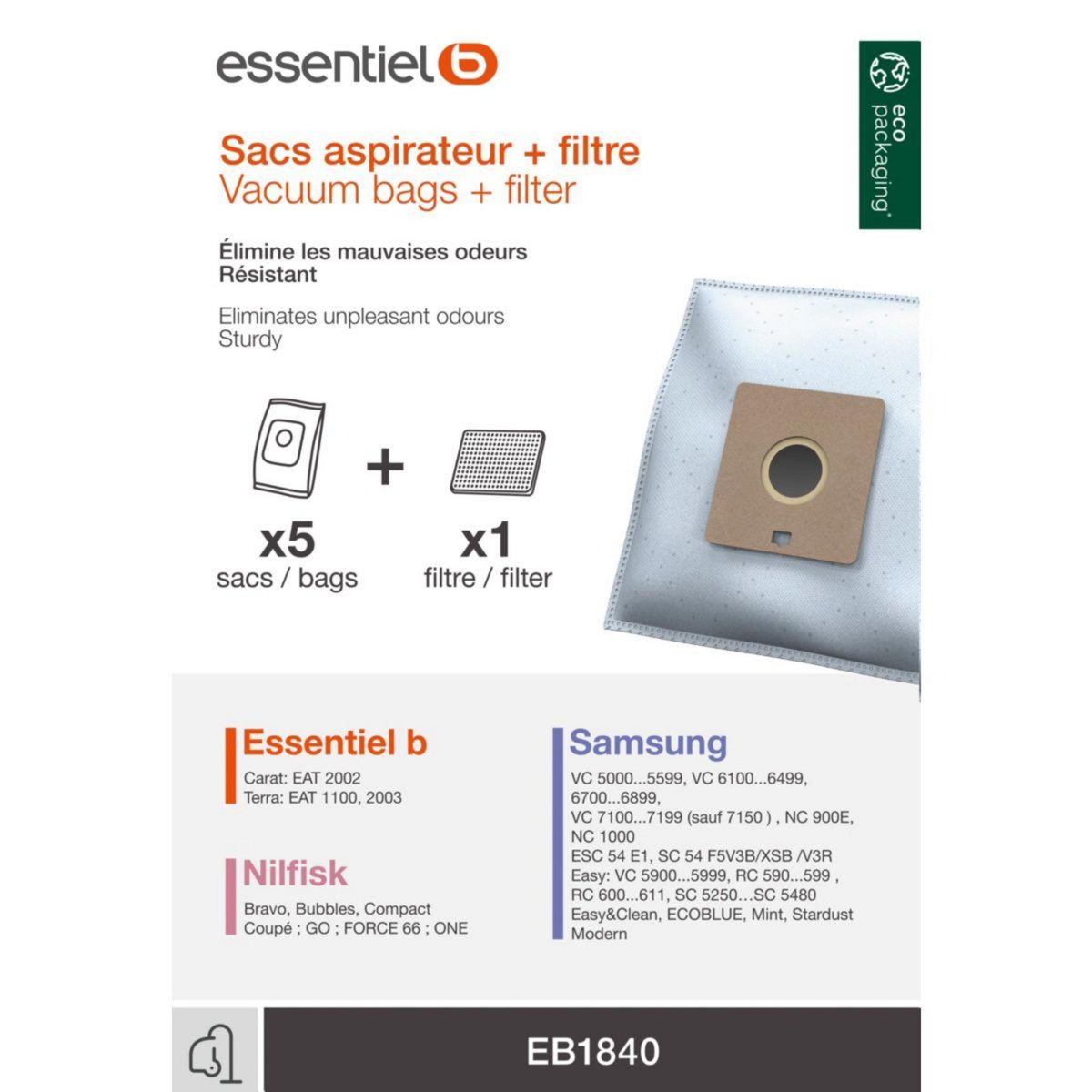 ESSENTIEL B Sac aspirateur EB1840