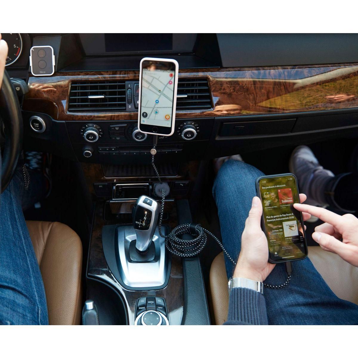 ADEQWAT Chargeur allume cigare Micro USB + Support voiture aimanté