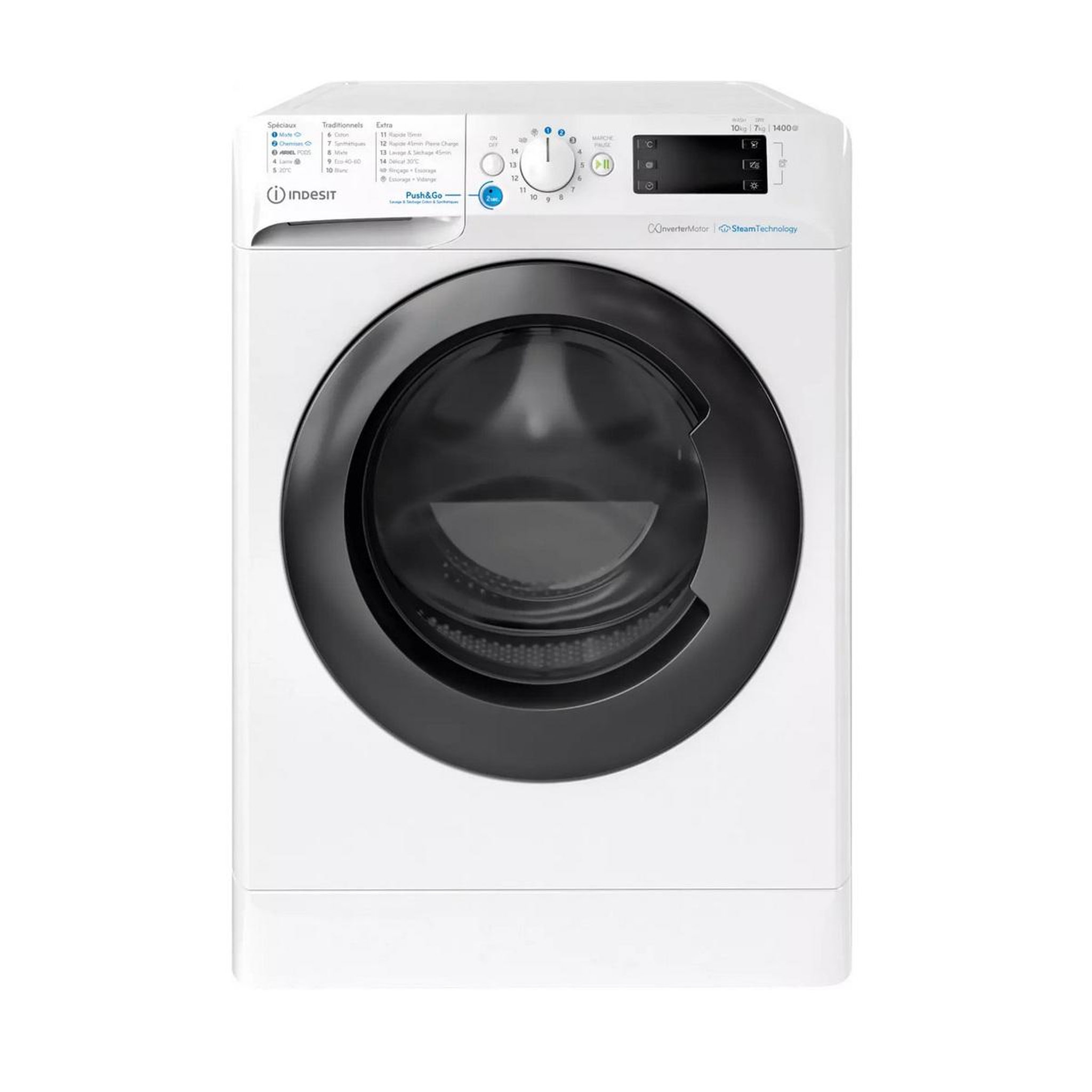 Indesit Lave-linge séchant 10/7kg 1400 tours/min - bde107448wkvfr