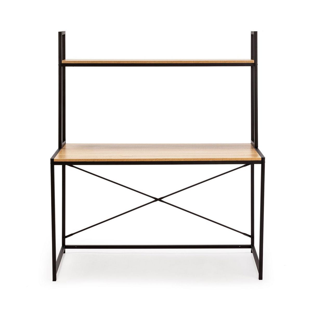 VS VENTA-STOCK Bureau Carmen noir, 1 étagère, style industriel, 120 cm longueur