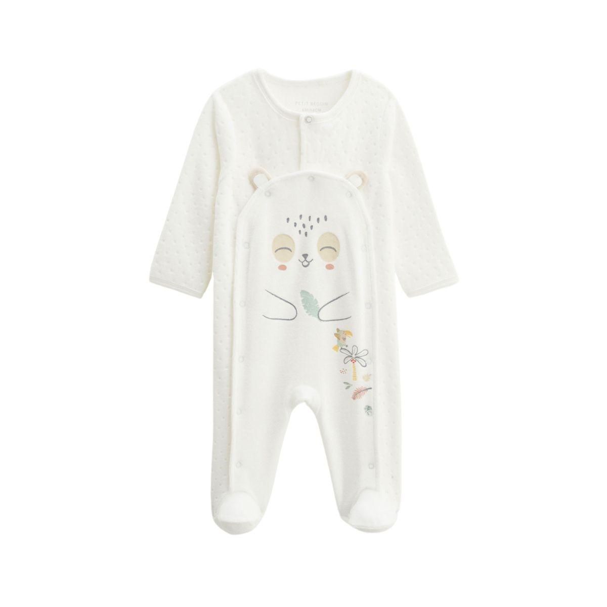Petit Béguin Pyjama bébé en velours ouverture pont Baby Panda
