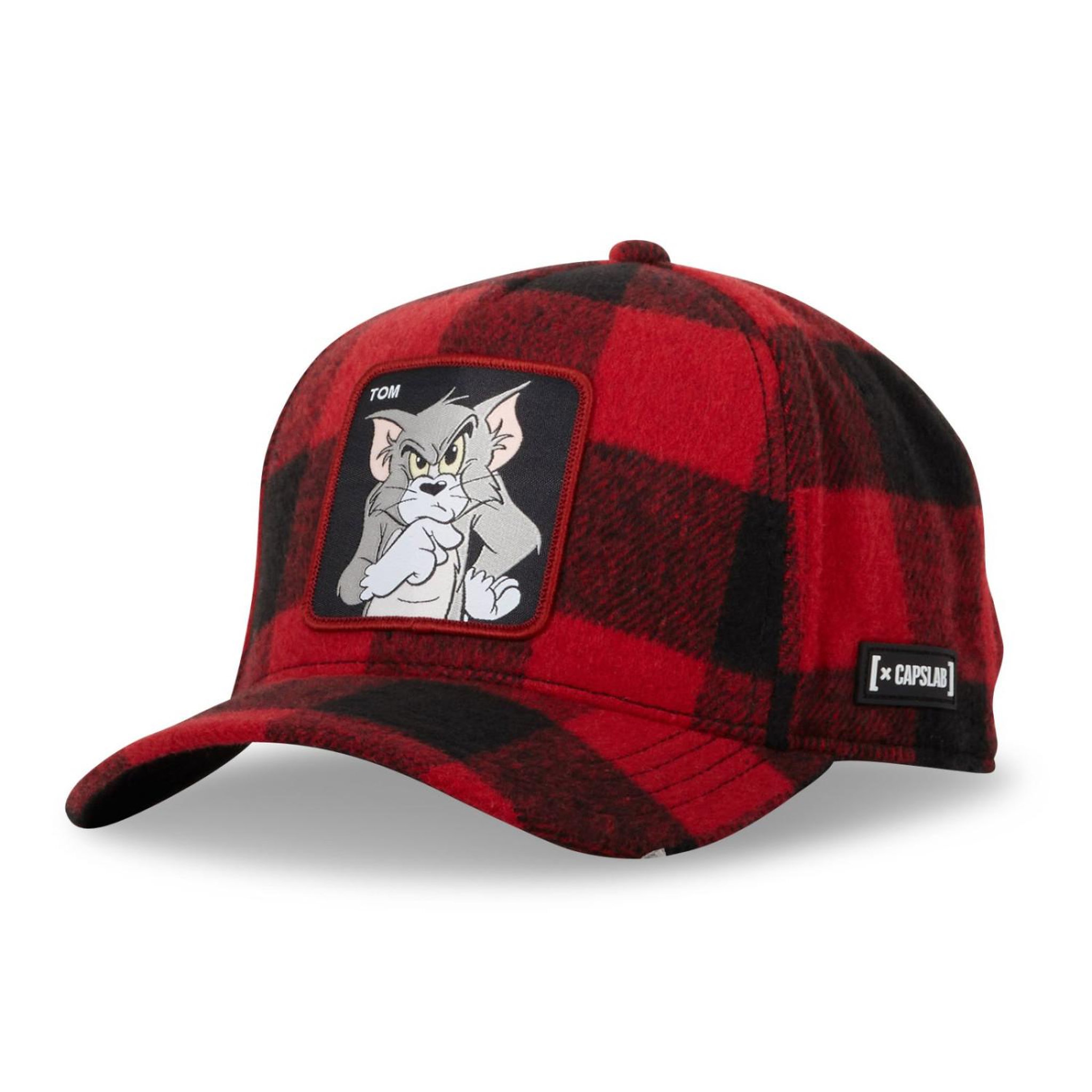 CAPSLAB Casquette trucker avec filet finitions premium Tom et Jerry. Coloris disponibles : Rouge