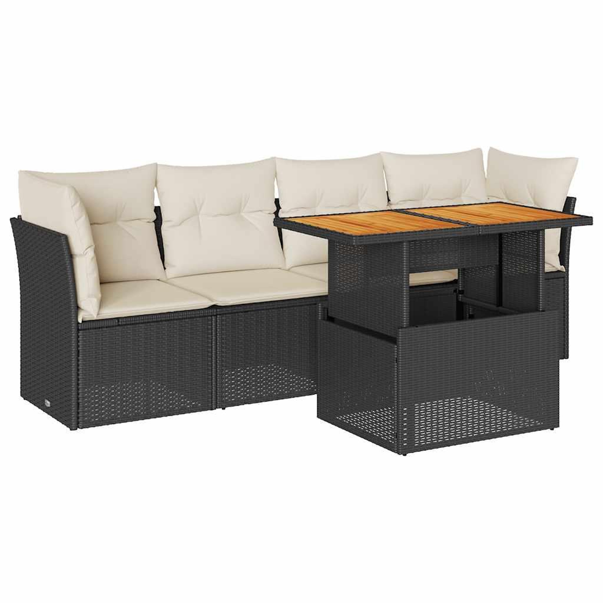 Voir la diapositive 2 : VIDAXL Salon de jardin 5 pcs avec coussins noir resine tressee