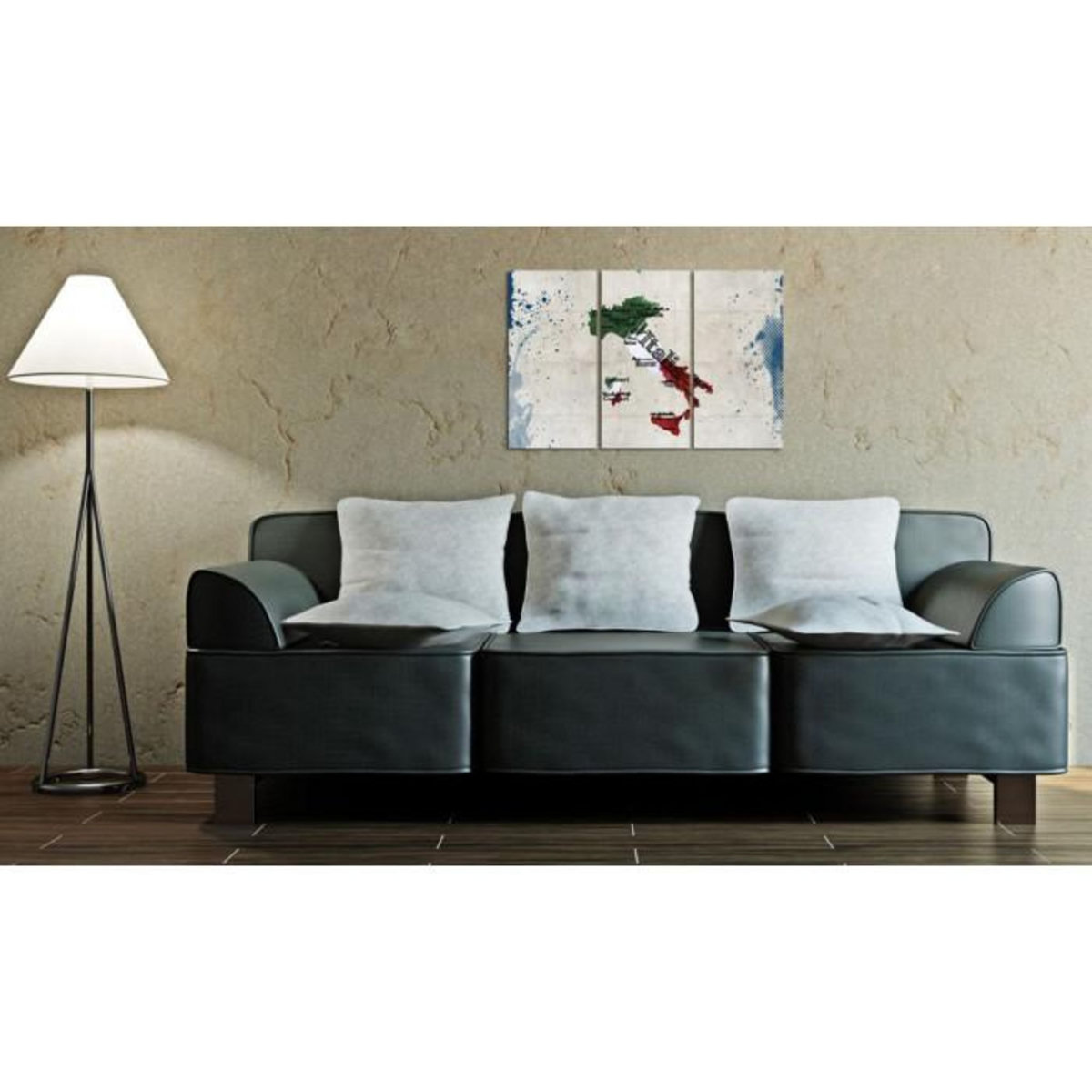 Paris Prix Tableau Imprimé 3 Panneaux  Carte de l'Italie