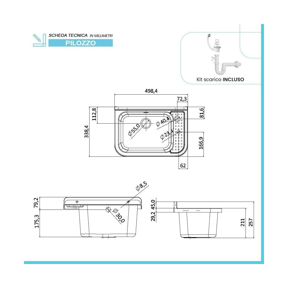 INTEC Lavabo Mural en Résine Blanc 50 x 32 cm Vasque Suspendue Anti-chocs - Evier Lave-Mains Salle de Bain WC Garage Buanderie
