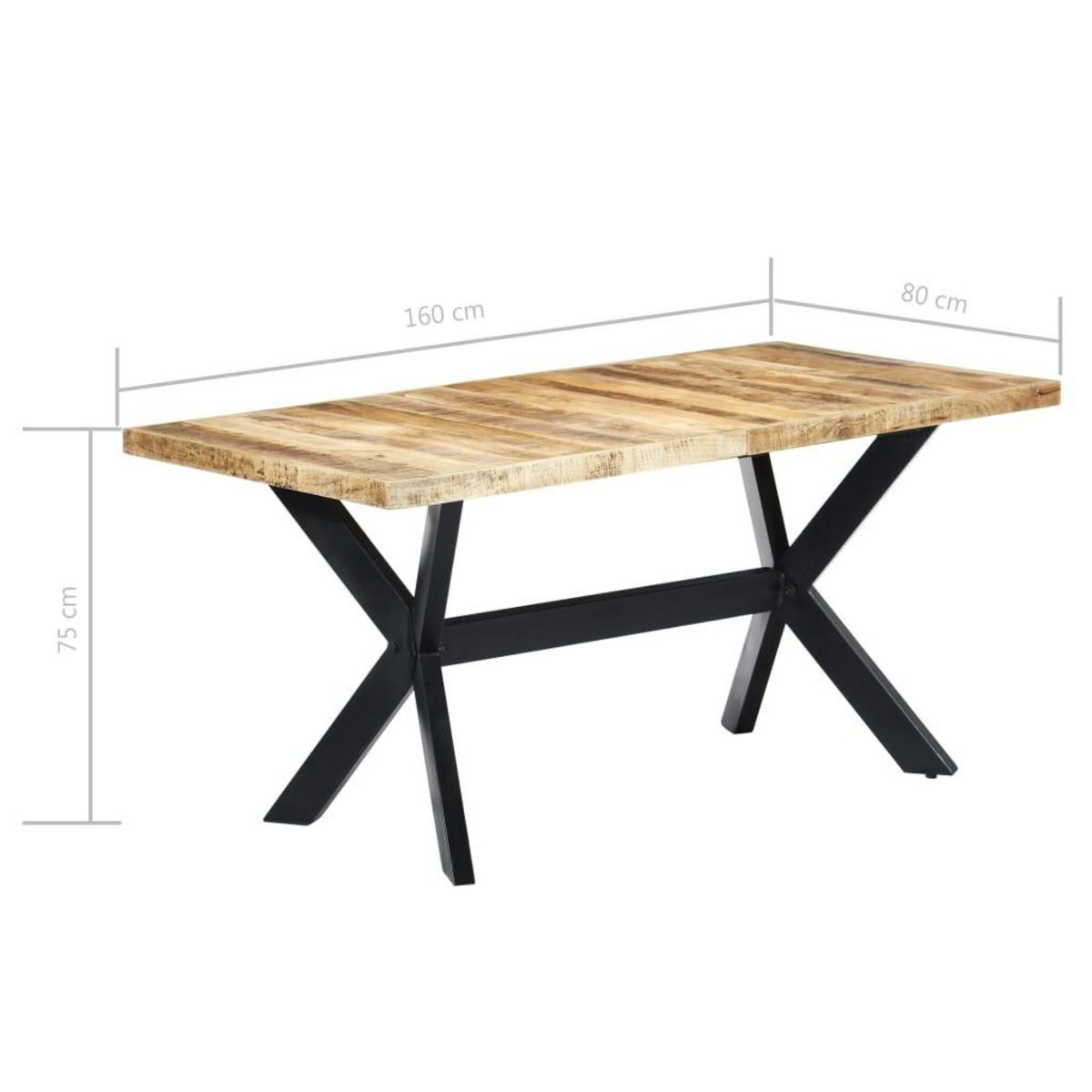 VIDAXL Table a manger 160x80x75 cm Bois de manguier massif brut
