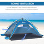 Voir la diapositive 5 : OUTSUNNY Abri de camping tente de plage instantanée portable 2 fenêtres porte zippée lestage polyester bleu