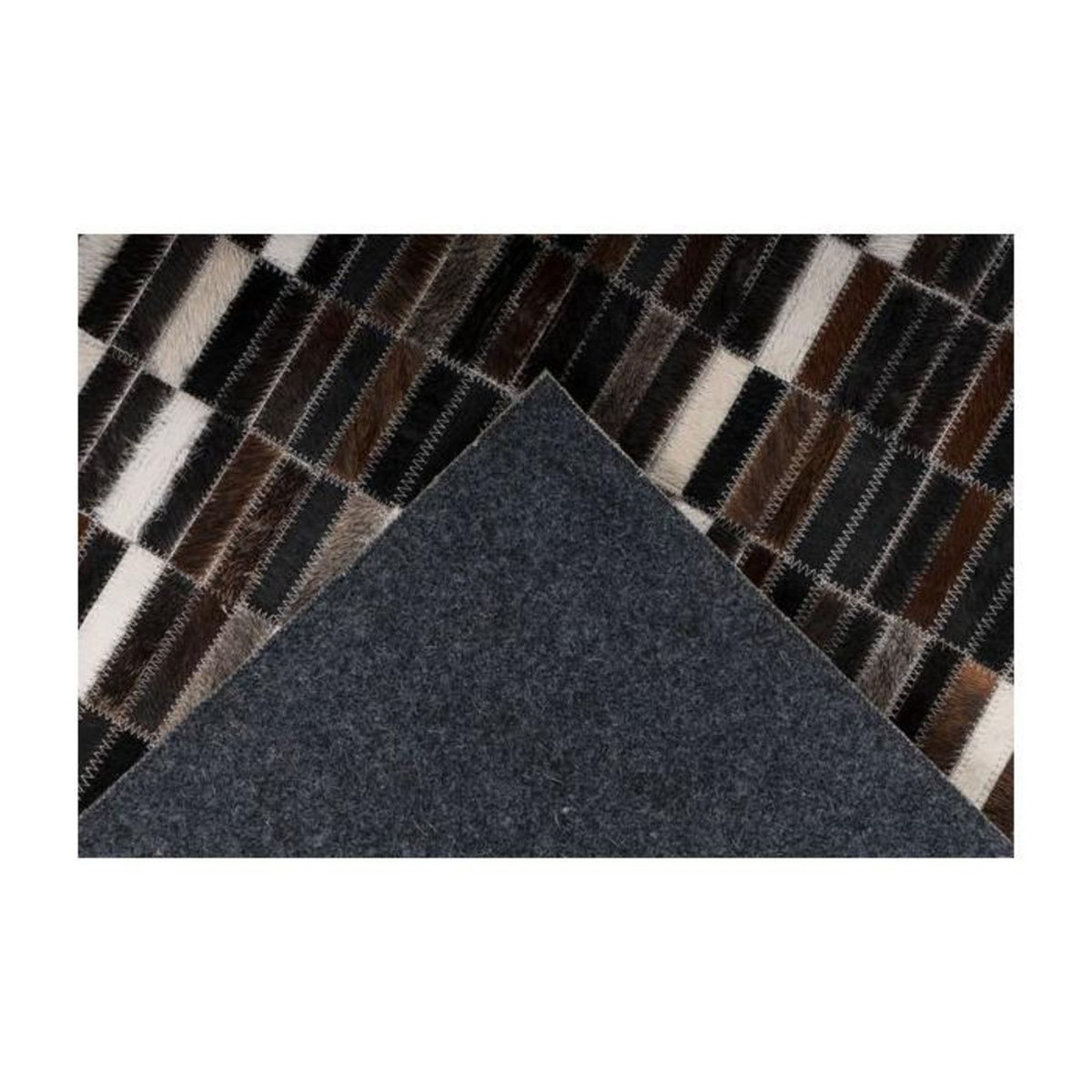 Paris Prix Tapis Fait Main en Cuir  Lavin  Noir & Blanc