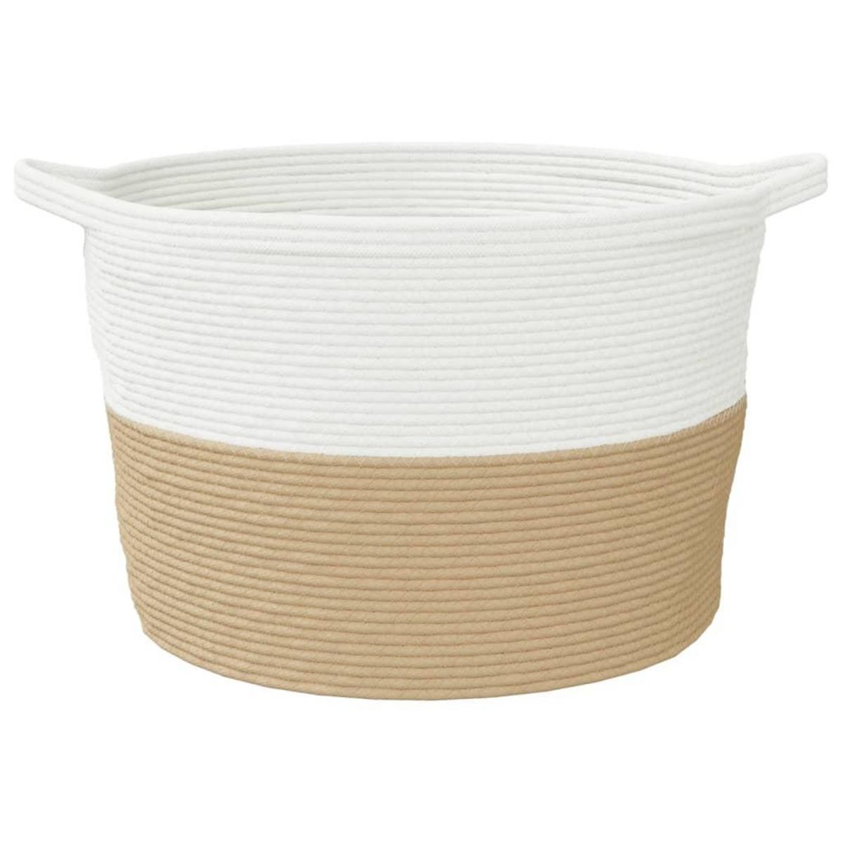 VIDAXL Panier a linge beige et blanc Ø60x36 cm coton
