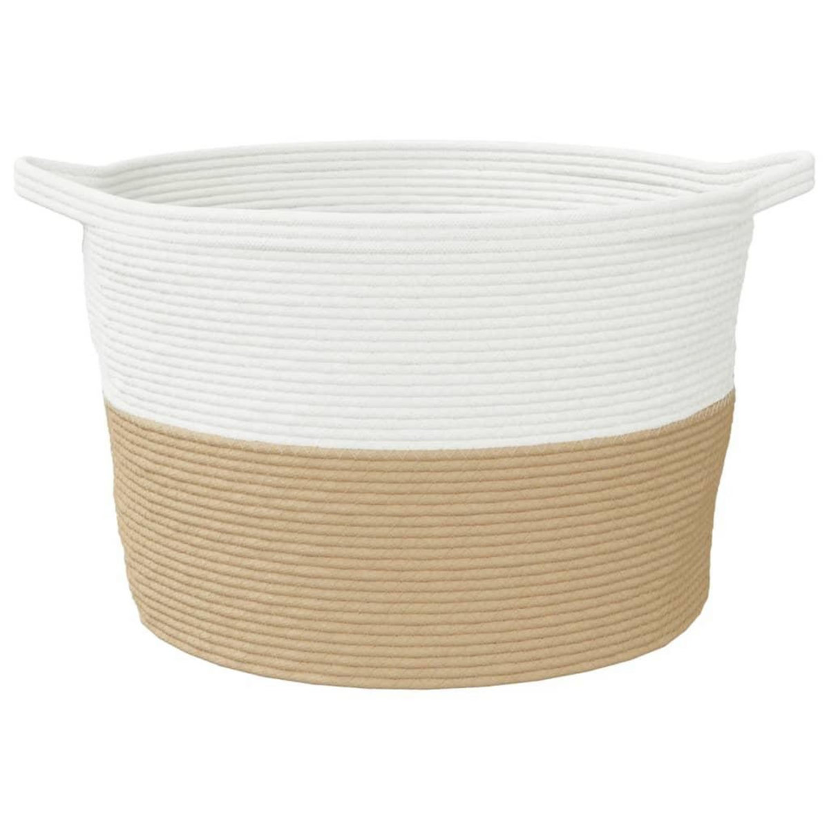 VIDAXL Panier a linge beige et blanc Ø60x36 cm coton