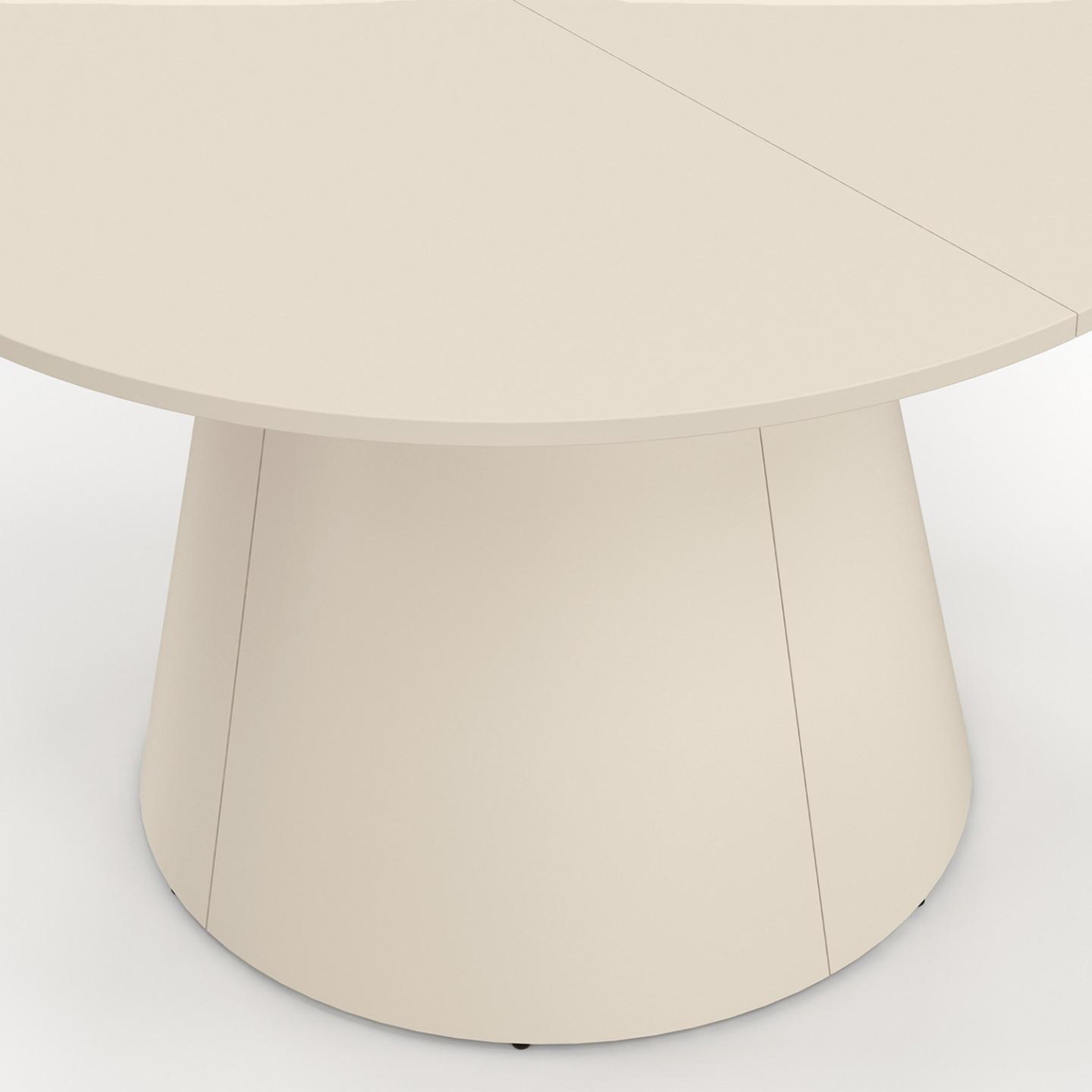 Voir la diapositive 6 : ID MARKET Table de jardin ronde AMELIA 120 CM 6 personnes avec pied central en métal beige